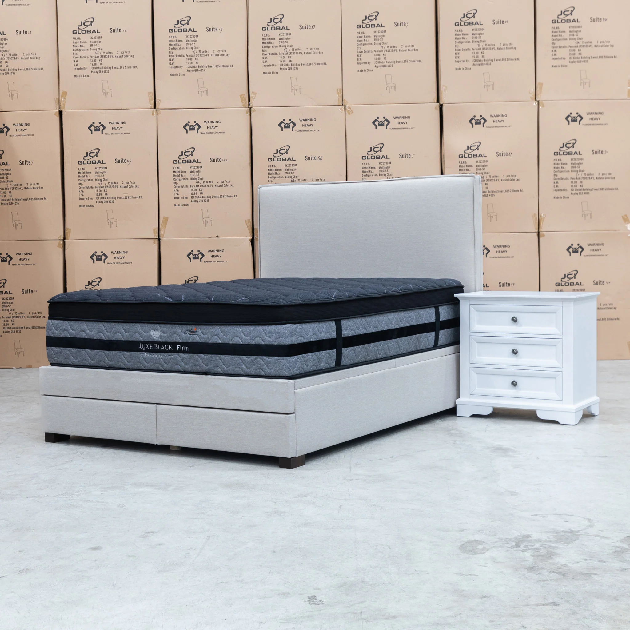 Hayman Gas Lift & Drawer Storage King Bed - Oat White - Image 13