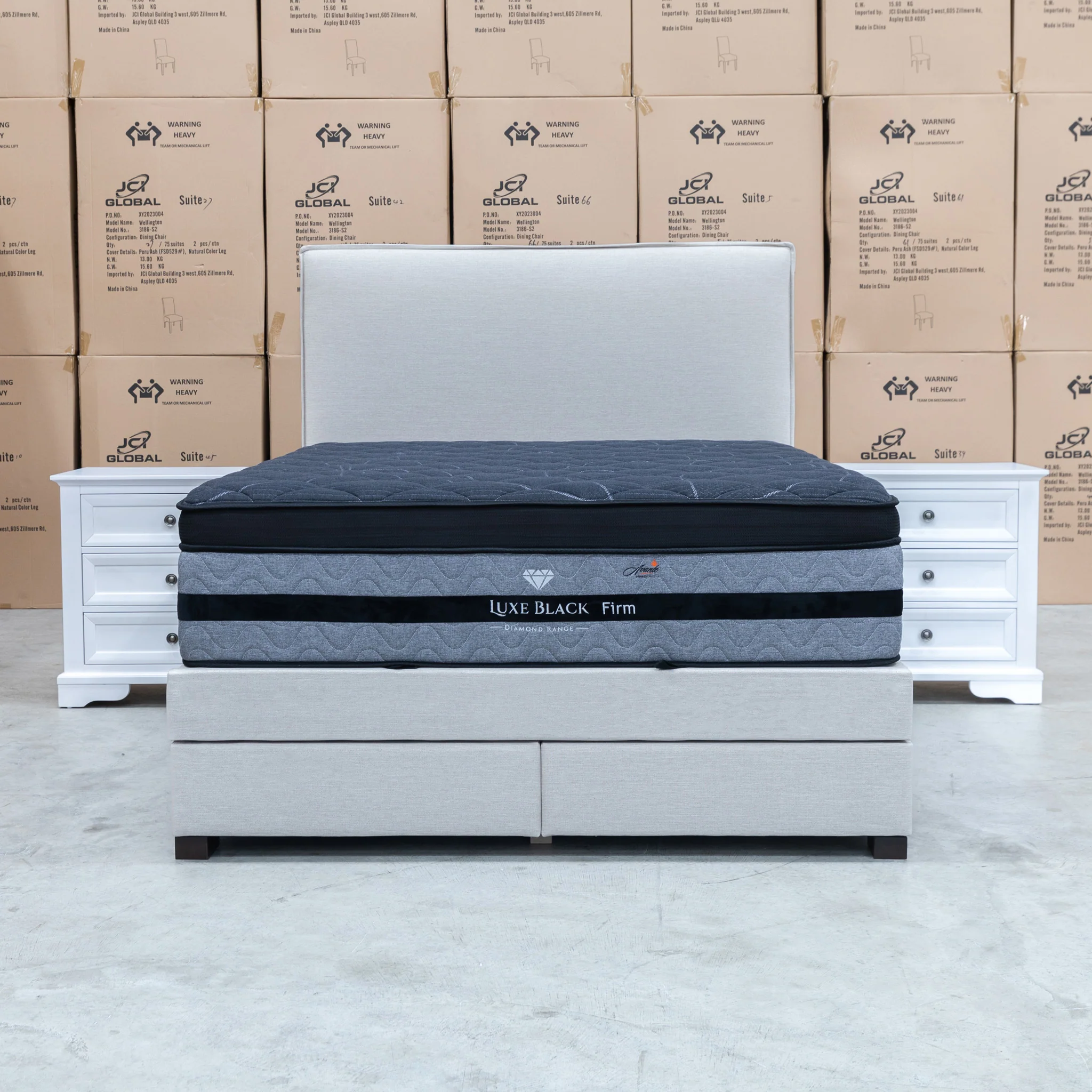 Hayman Gas Lift & Drawer Storage Queen Bed - Oat White - Image 6