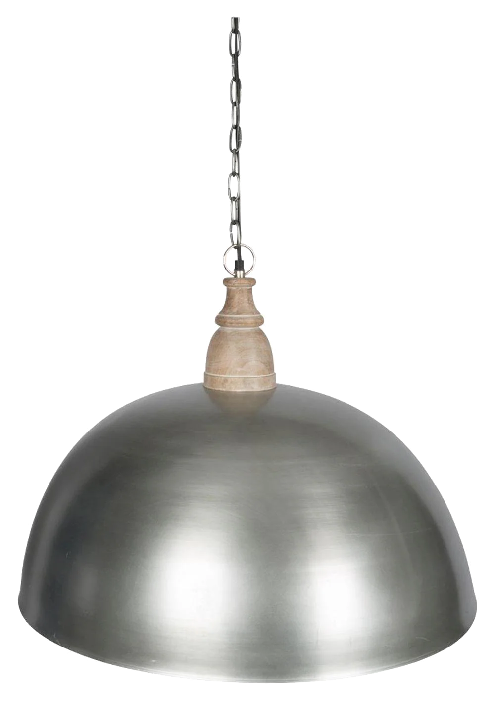 Large Iron Pendant Light with Wood Top - Antique Silver/White Wash - VE42 - Available In-Store Only - Image 3