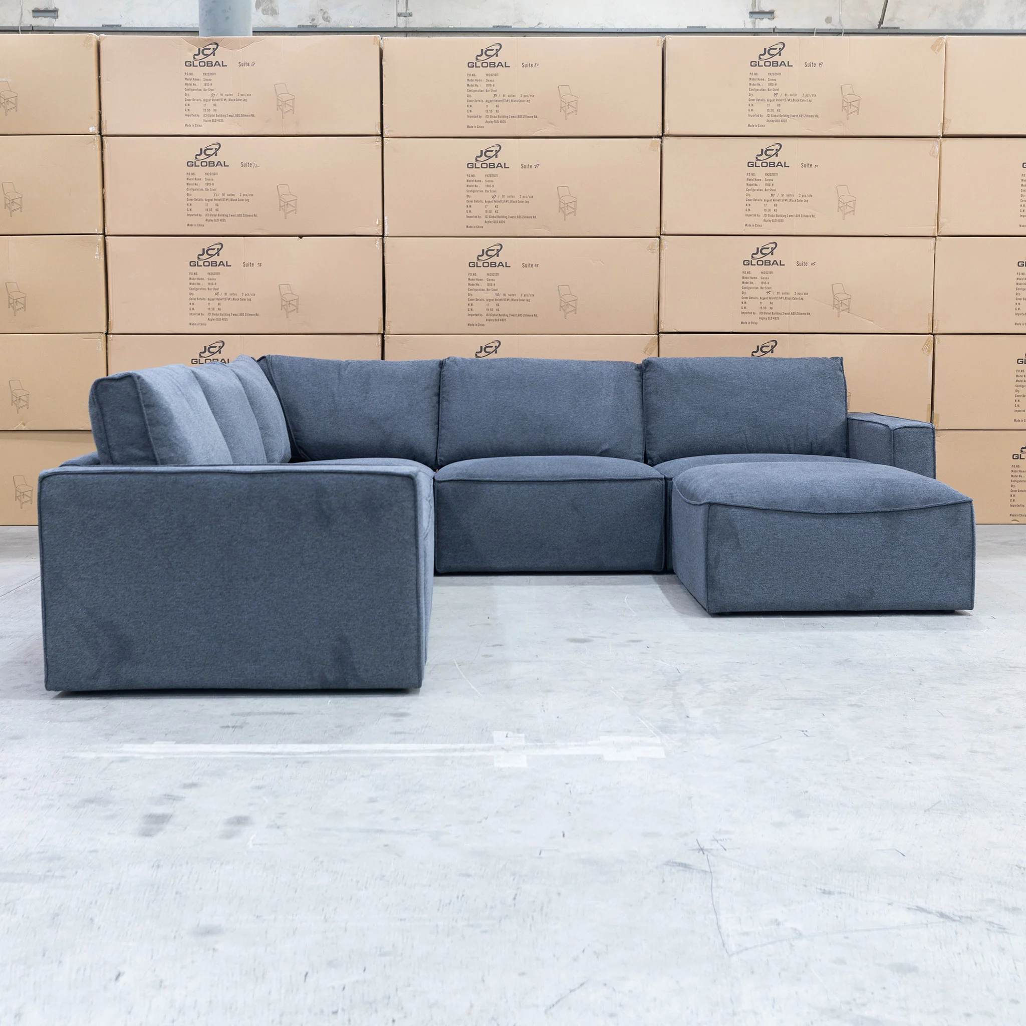 Layne Modular Corner Lounge with Ottoman - Charcoal - Image 5