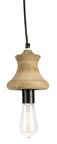 Mango Wood Pendant Antique Light with Raw Aluminium Canopy  - Natural - DB17 - Available In-Store Only