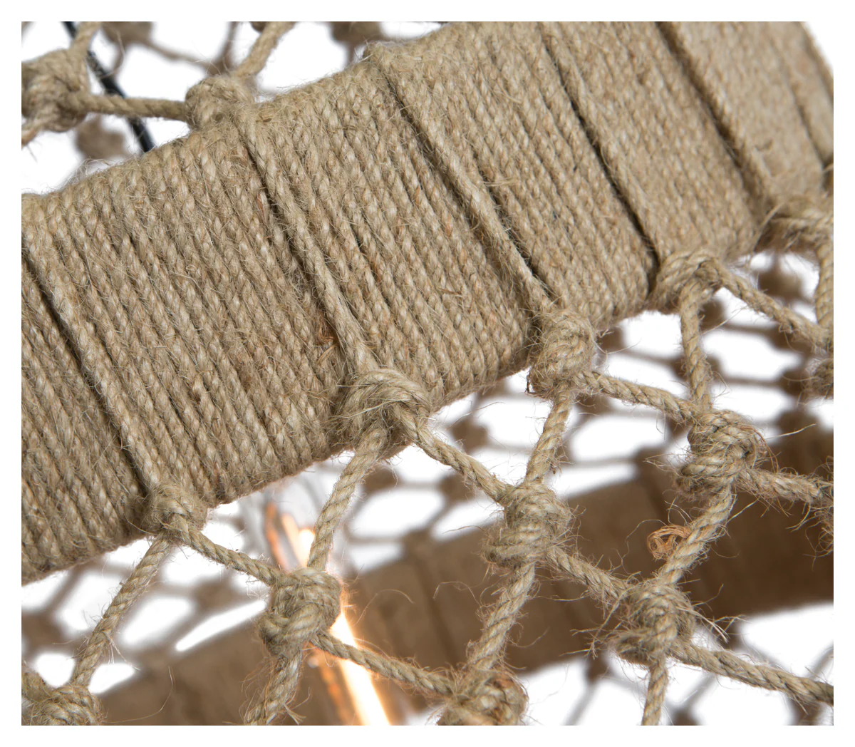 Medium Three Tier Jute and Iron Chandelier - Natural - MS27 - Available In-Store Only - Image 2