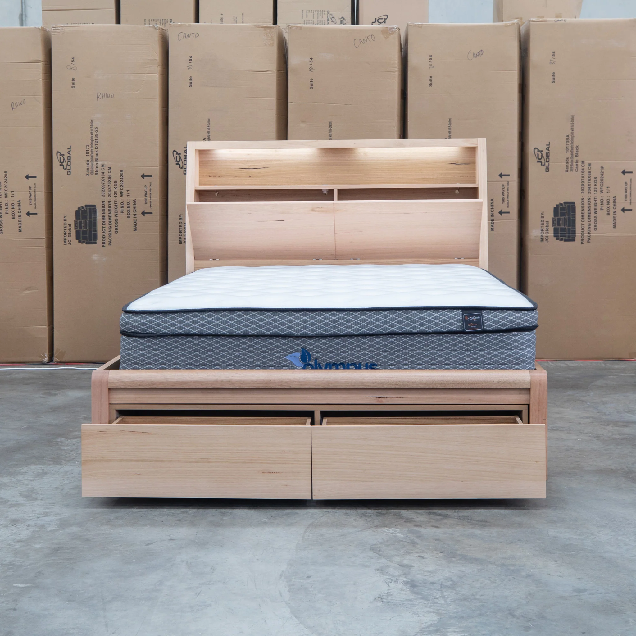 Melba Messmate King Gaslift Bed with Reading Lights - Image 5