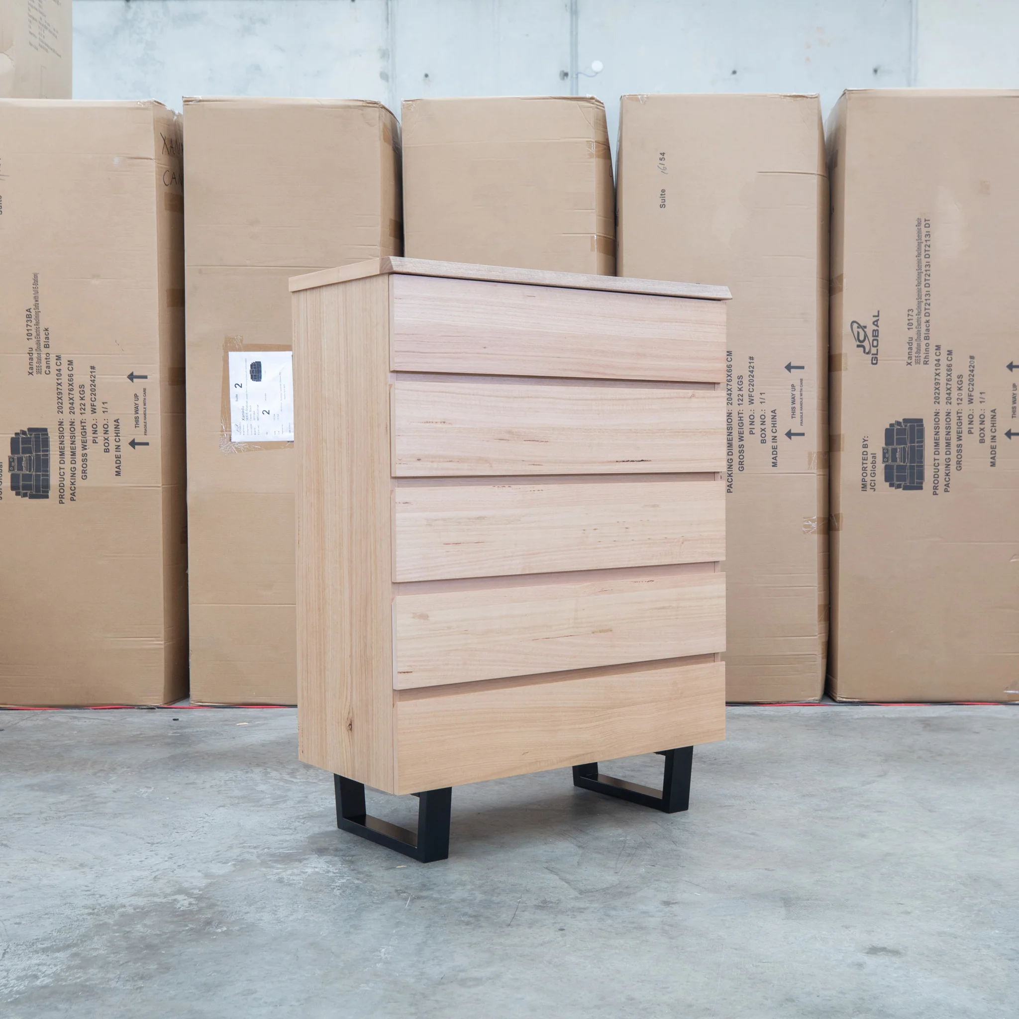 Monaco Live Edge Messmate Hardwood 5 Drawer Tallboy - Image 5