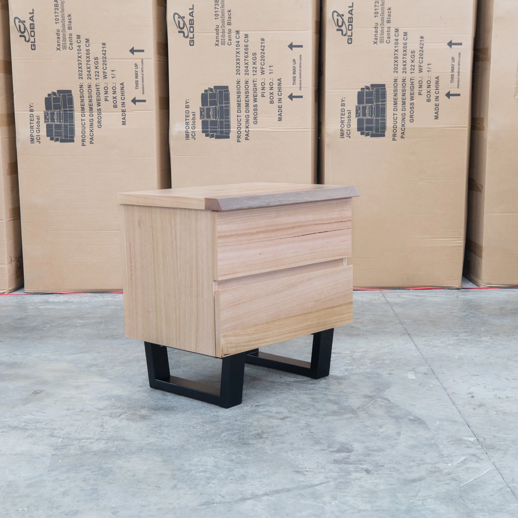 Monaco Two Drawer Live Edge Messmate Bedside