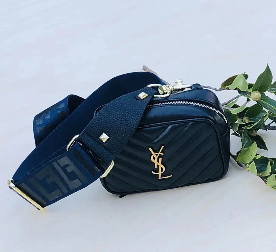 Navy F - Bag Strap - Gold Hardware - Image 3
