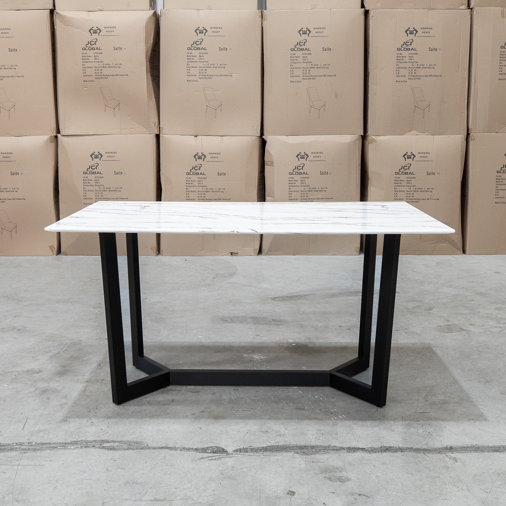 New York 150cm Carrara Marble Dining Table - Image 4