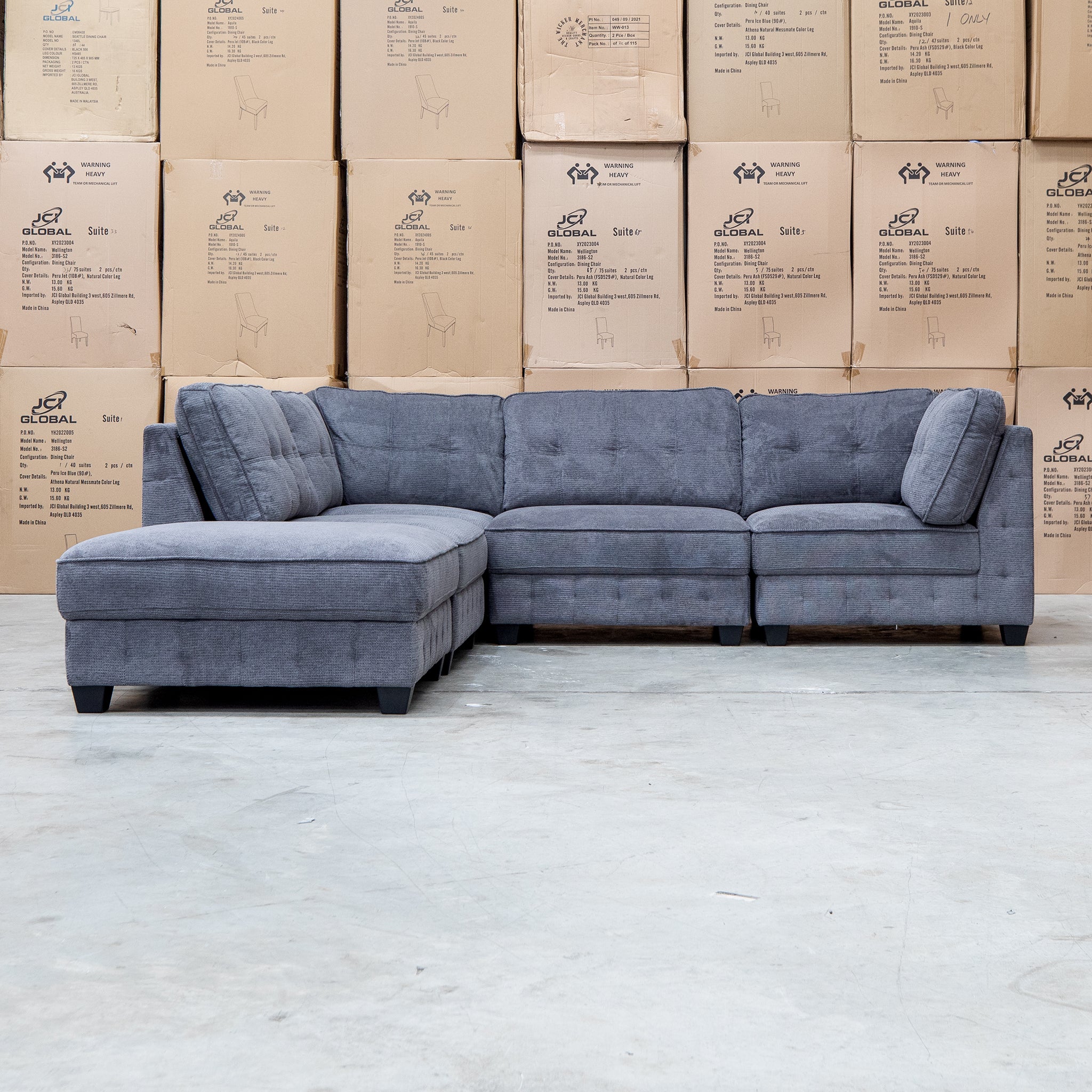 Nobu Modular Corner Lounge with Ottoman - Share Charcoal - Image 4