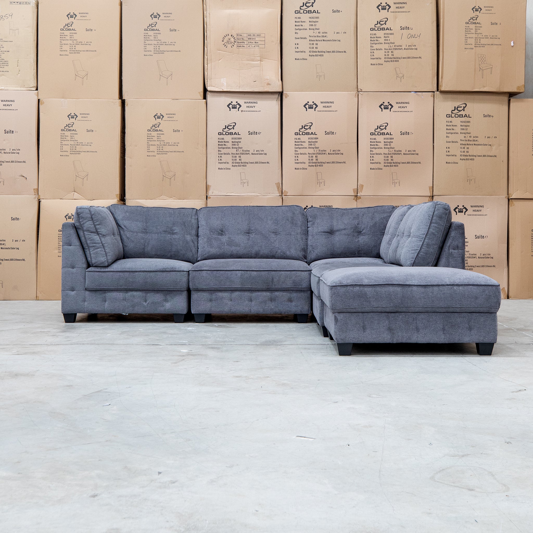 Nobu Modular Corner Lounge with Ottoman - Share Charcoal - Image 7