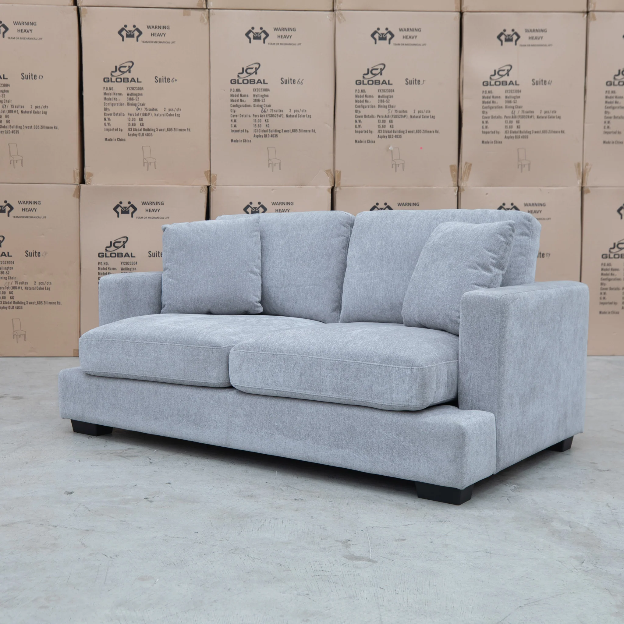 Oakville Fabric Two Seat Sofa - Smoke - Image 3
