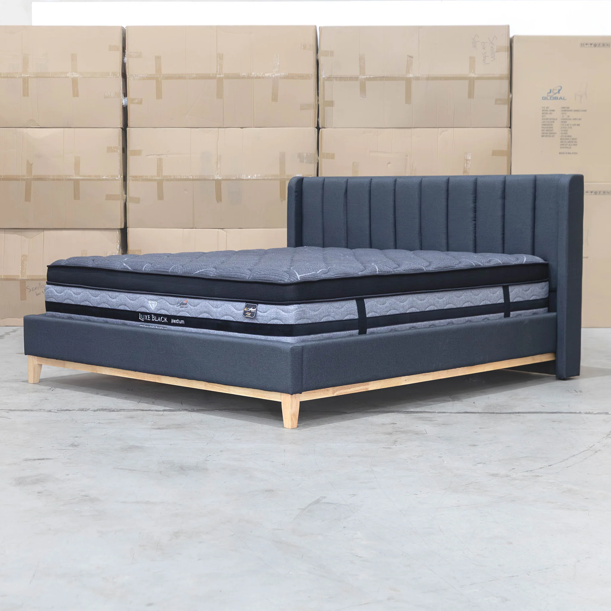 Paros Queen Upholstered Bed - Charcoal - Image 5