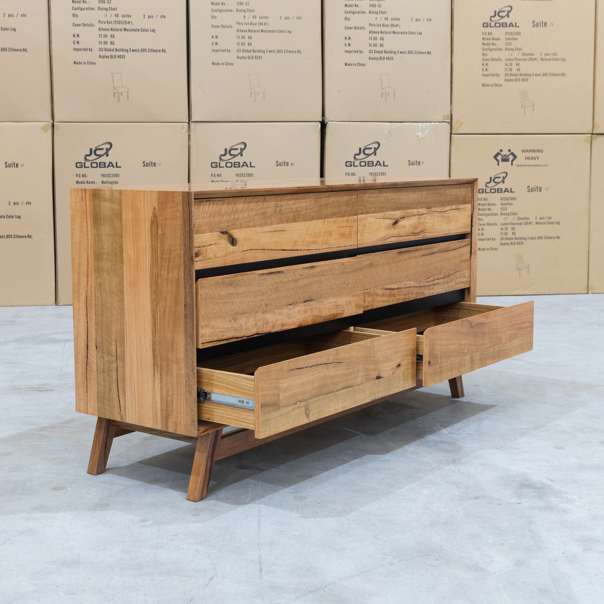 Polo Marri Hardwood Timber Six Drawer Dresser - Image 3