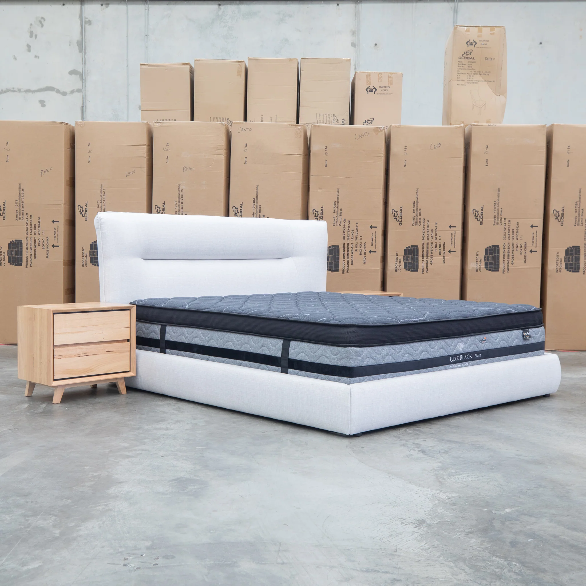 Quinn Queen Upholstered Bed - Natural