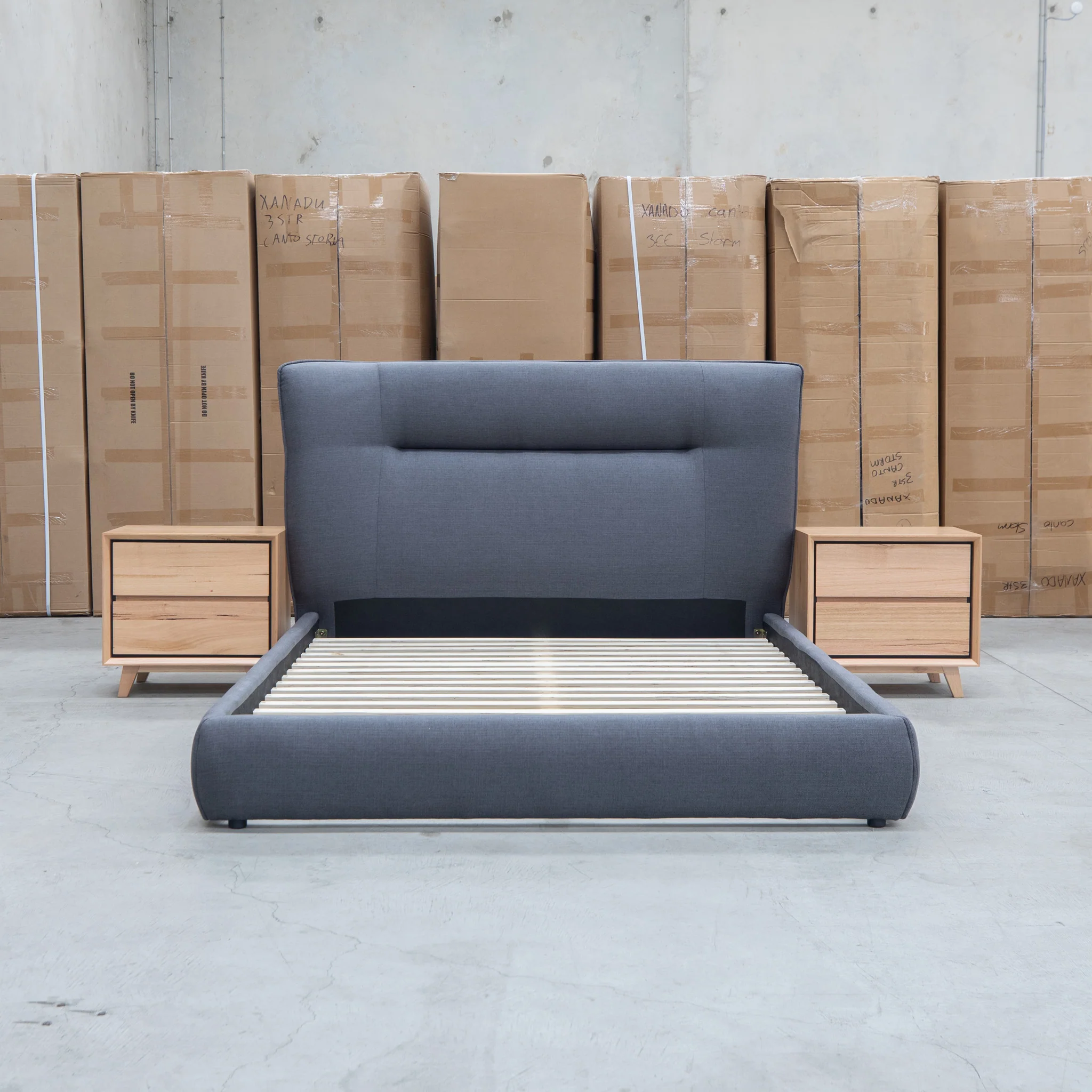 Quinn Queen Upholstered Bed - Charcoal - Image 4