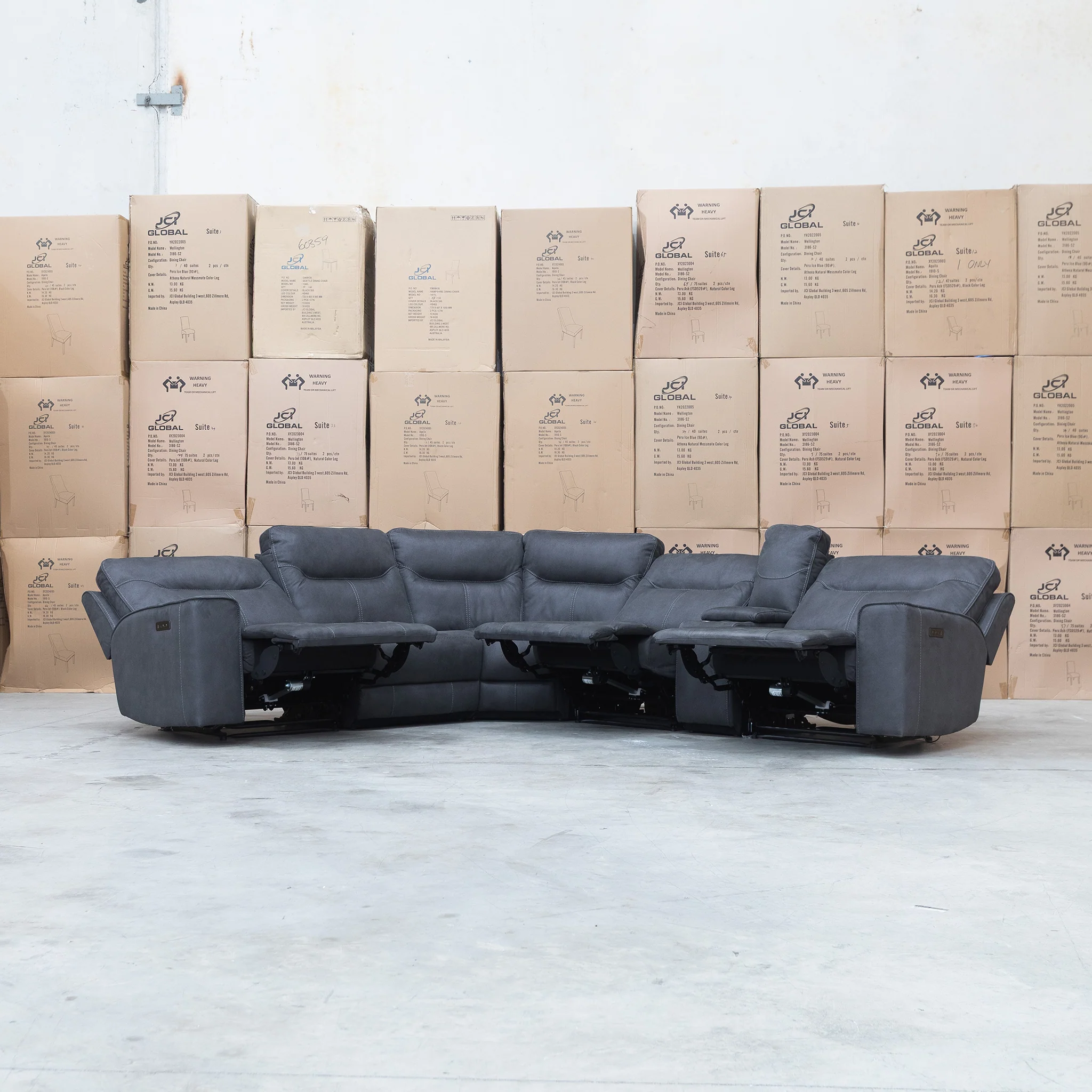Rottnest Modular Electric Corner Lounge - Grey - Image 3