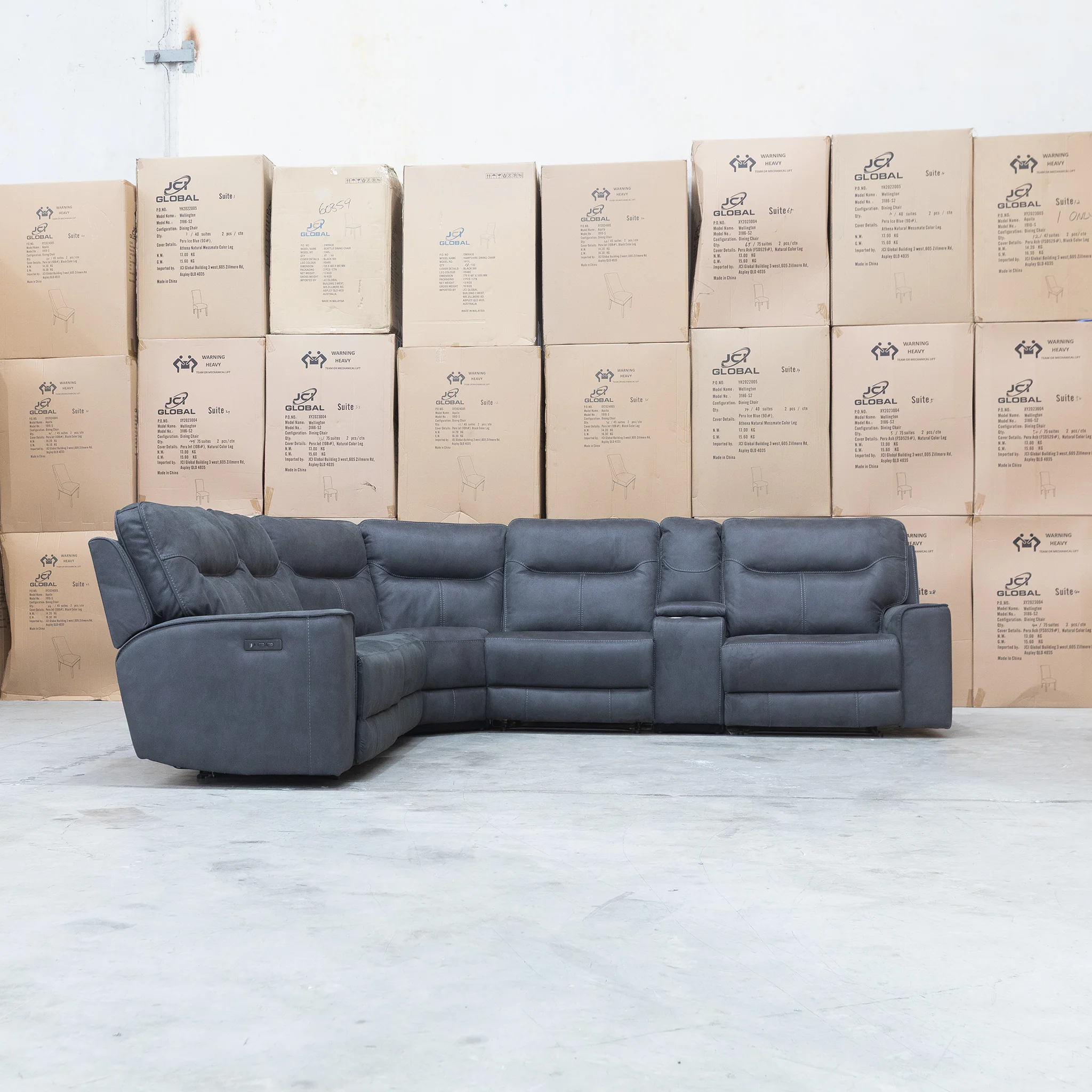 Rottnest Modular Electric Corner Lounge - Grey - Image 9
