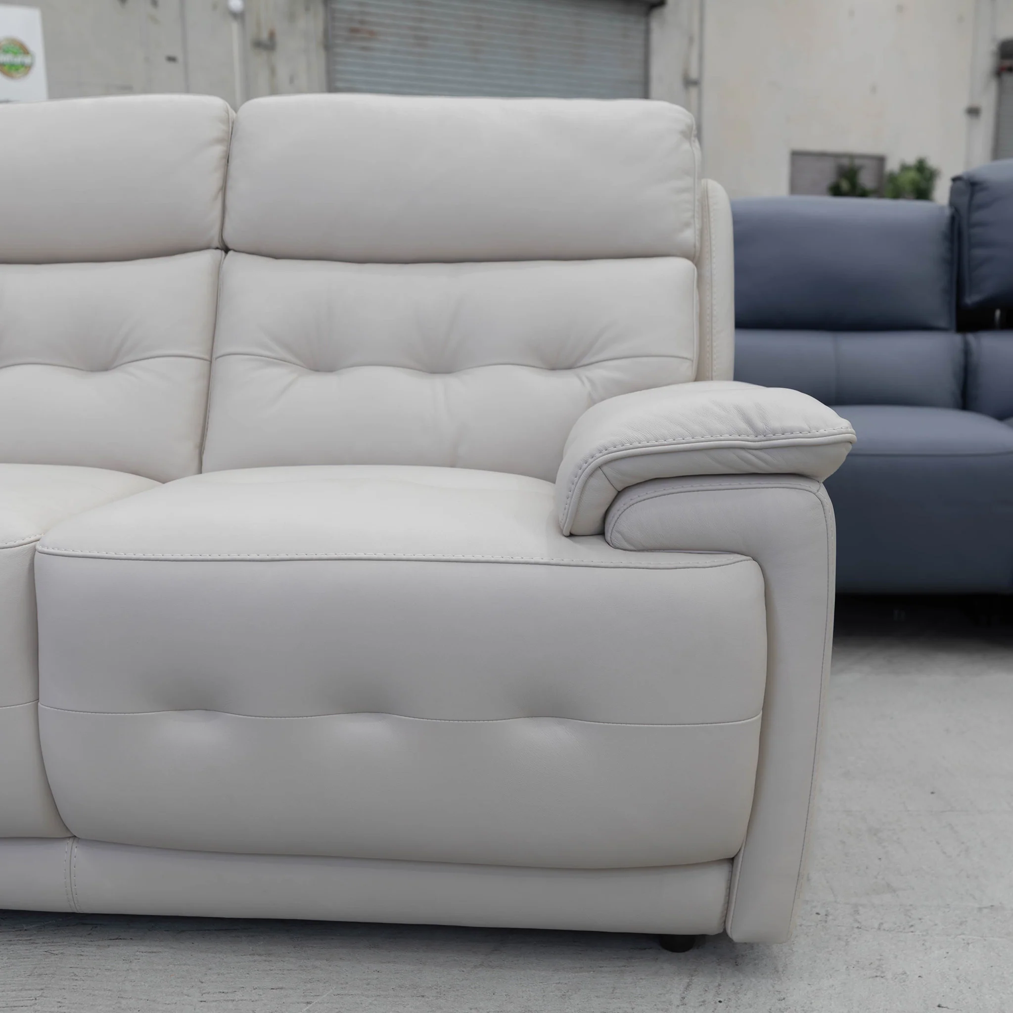 RS-13110-UK Fixed 2 seat leather sofa - Frost - Floor Stock - Image 3