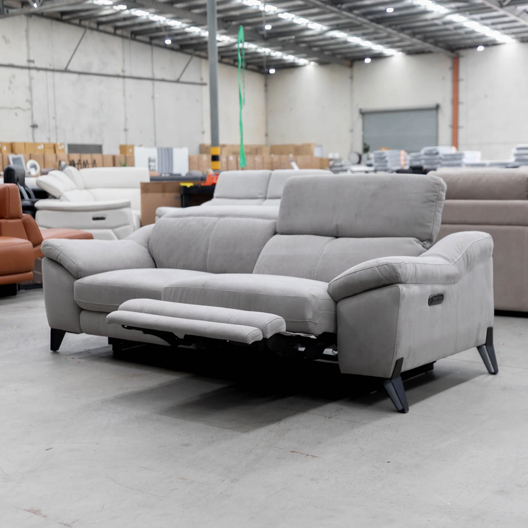 RS-B0336-PR 2.5 seat dual motor electric recliner lounge - Silver Grey - Floor Stock - Image 3