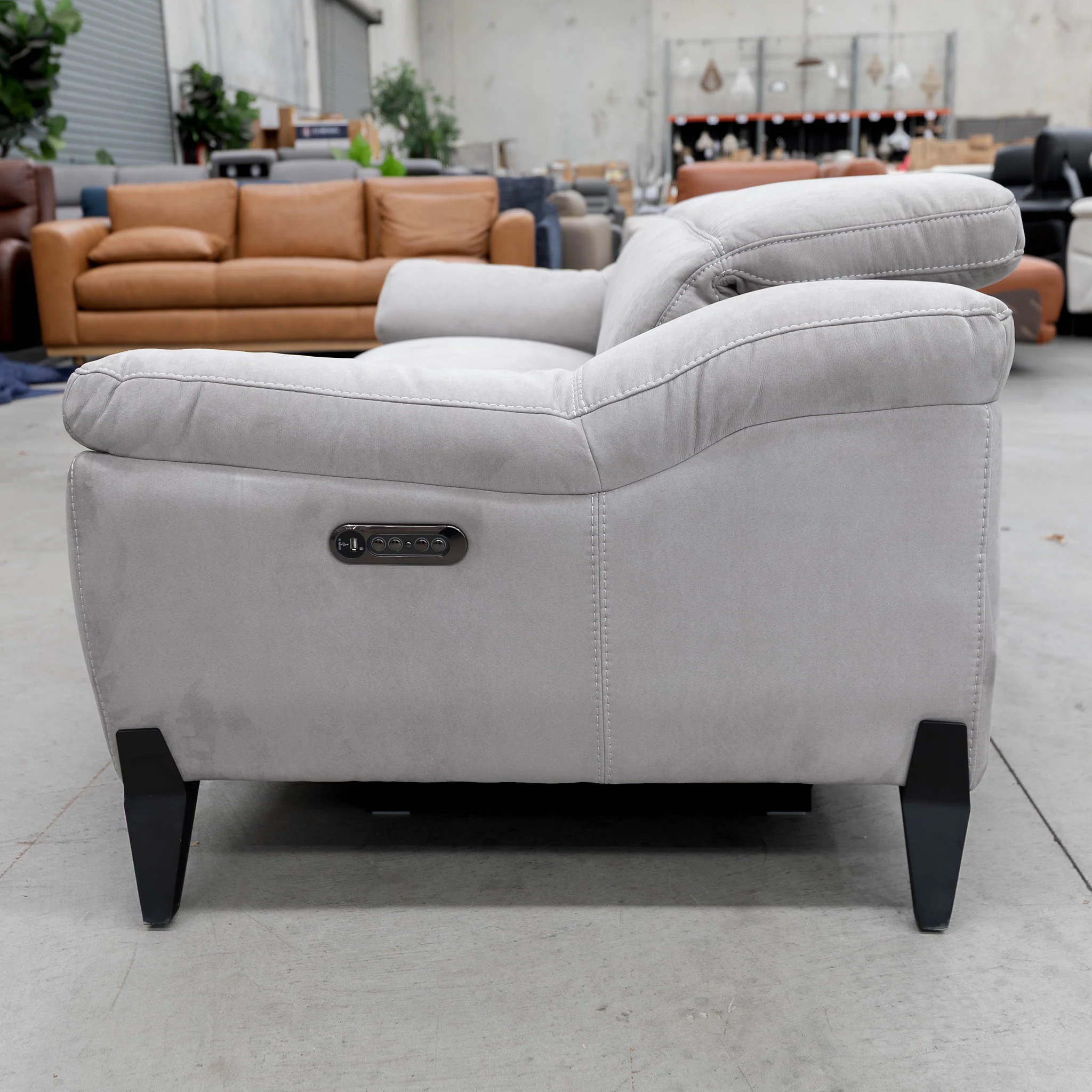 RS-B0336-PR 2.5 seat dual motor electric recliner lounge - Silver Grey - Floor Stock - Image 4