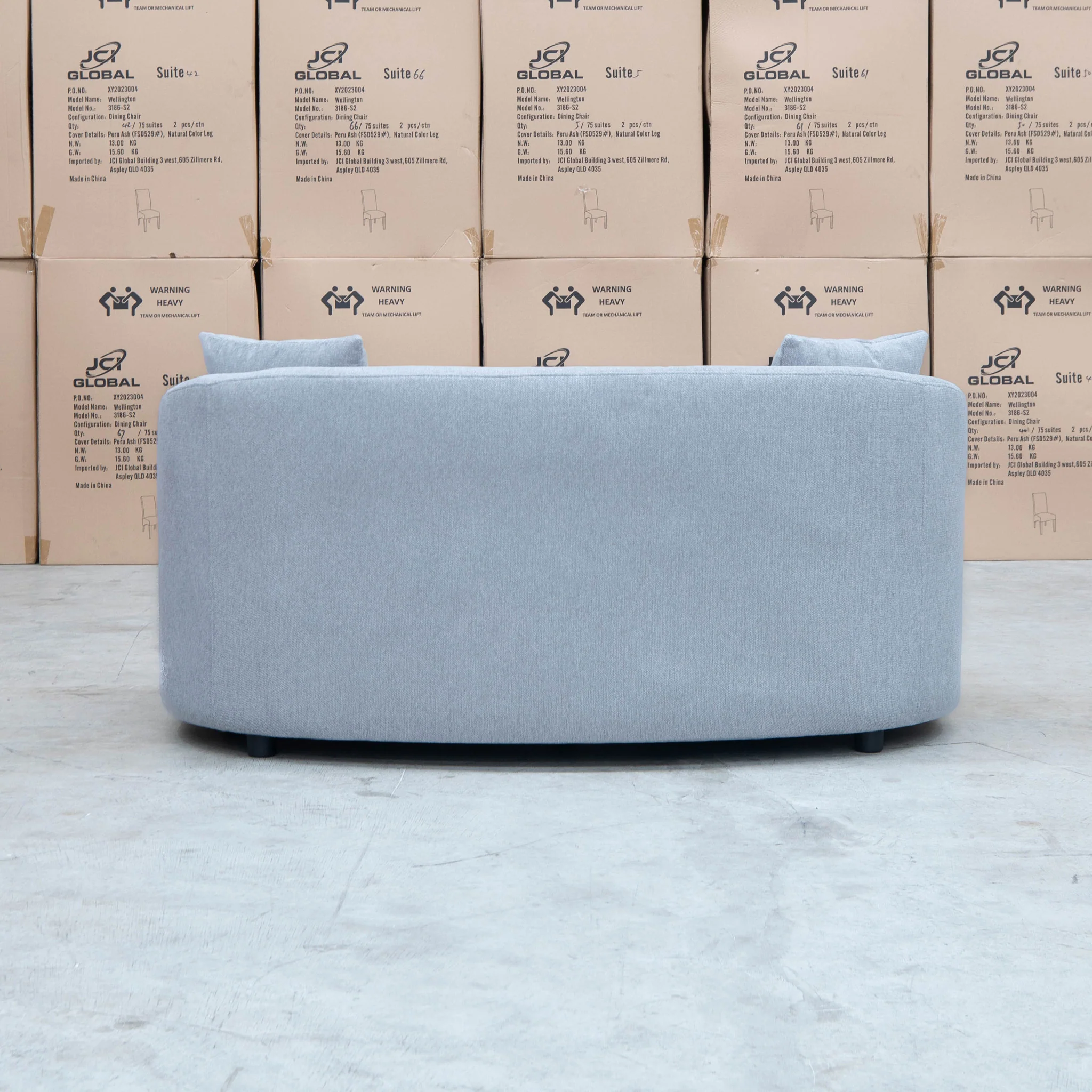 Santorini Curved Two Seat Sofa - Lance Silver - Image 5