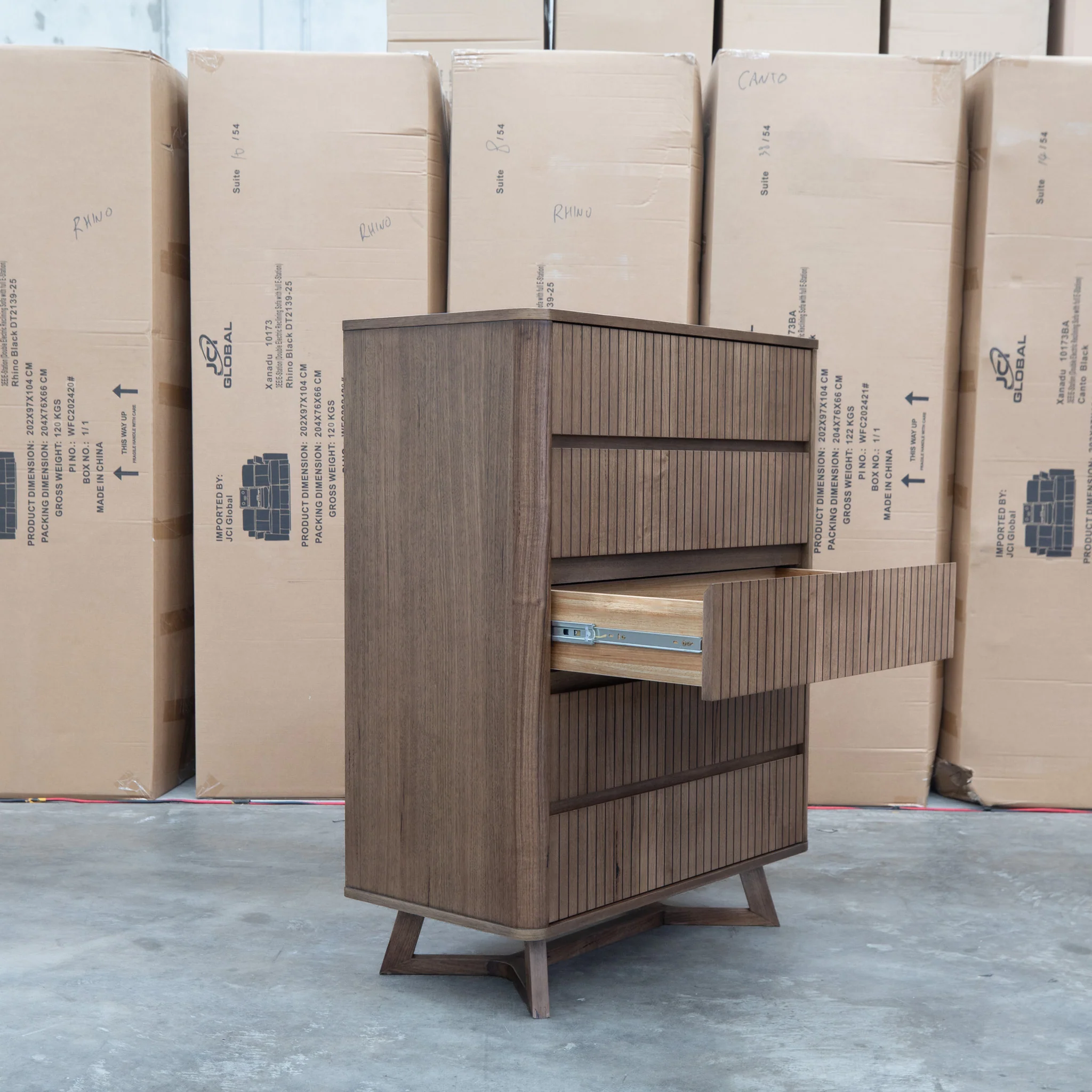 Santos Messmate Five Drawer Tallboy - Aussie Smoke - Image 5