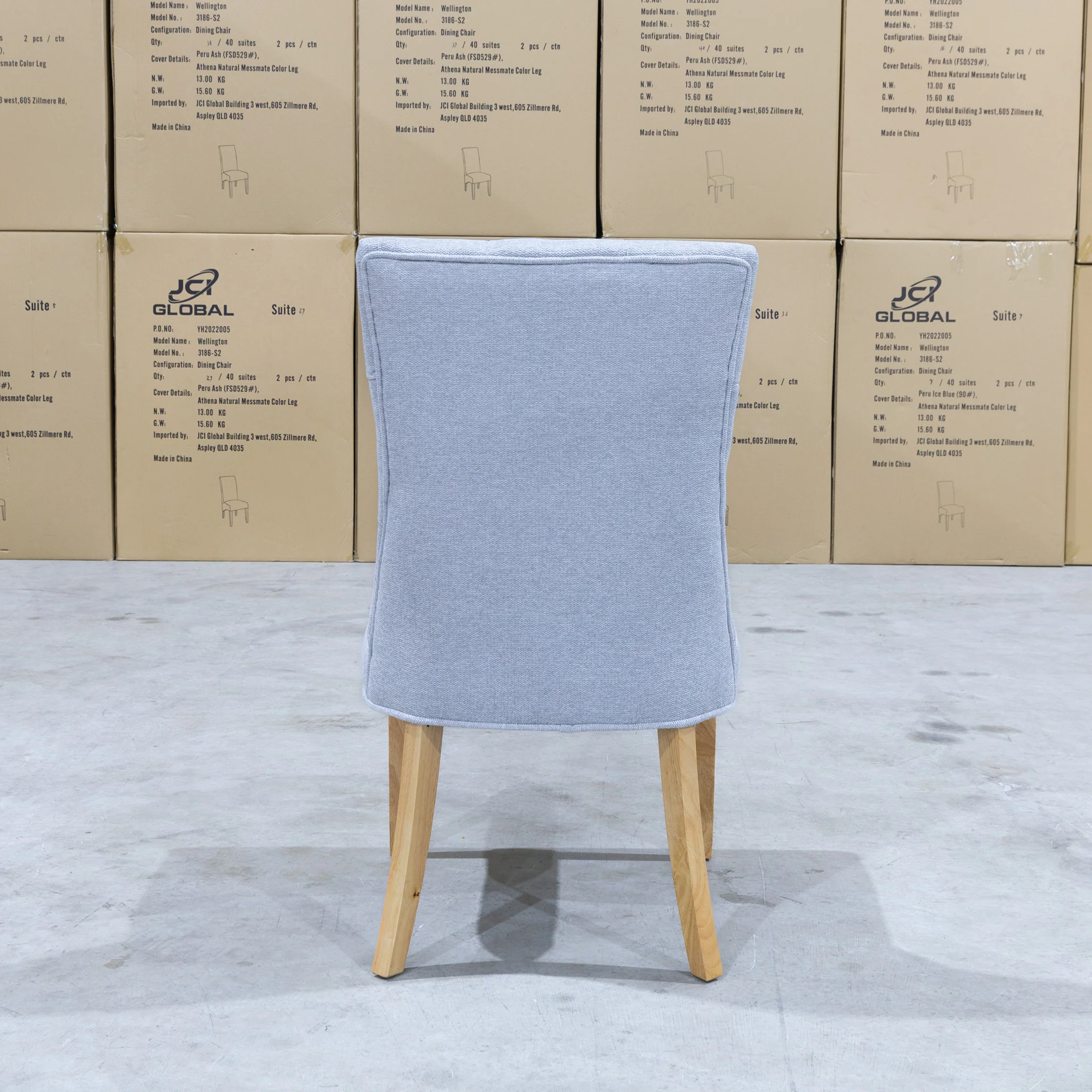Semillon Upholstered Natural Frame Dining Chair - Silver - Image 5