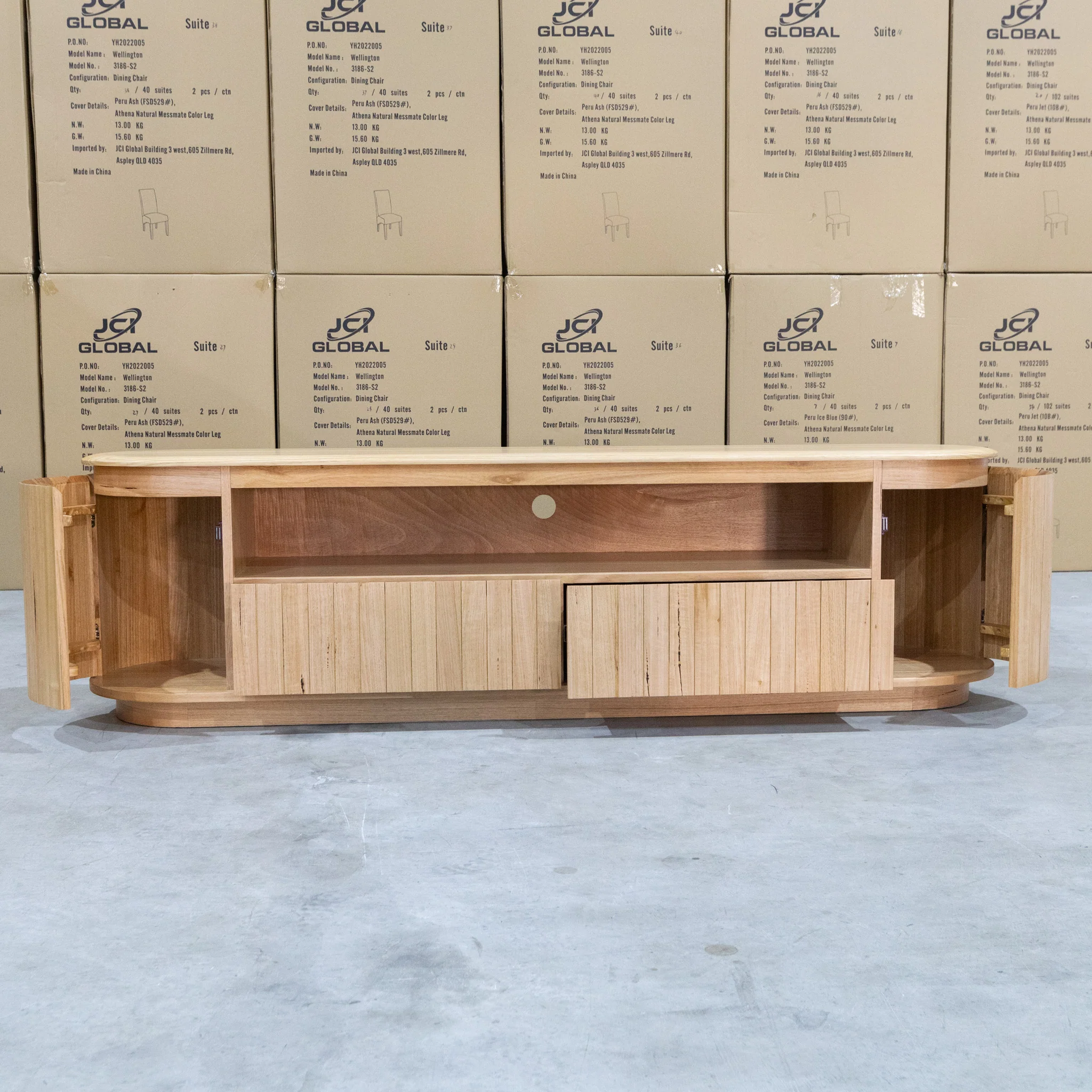 Semillon New Zealand Ash 2 Drawer Entertainment Unit - Natural - Image 5