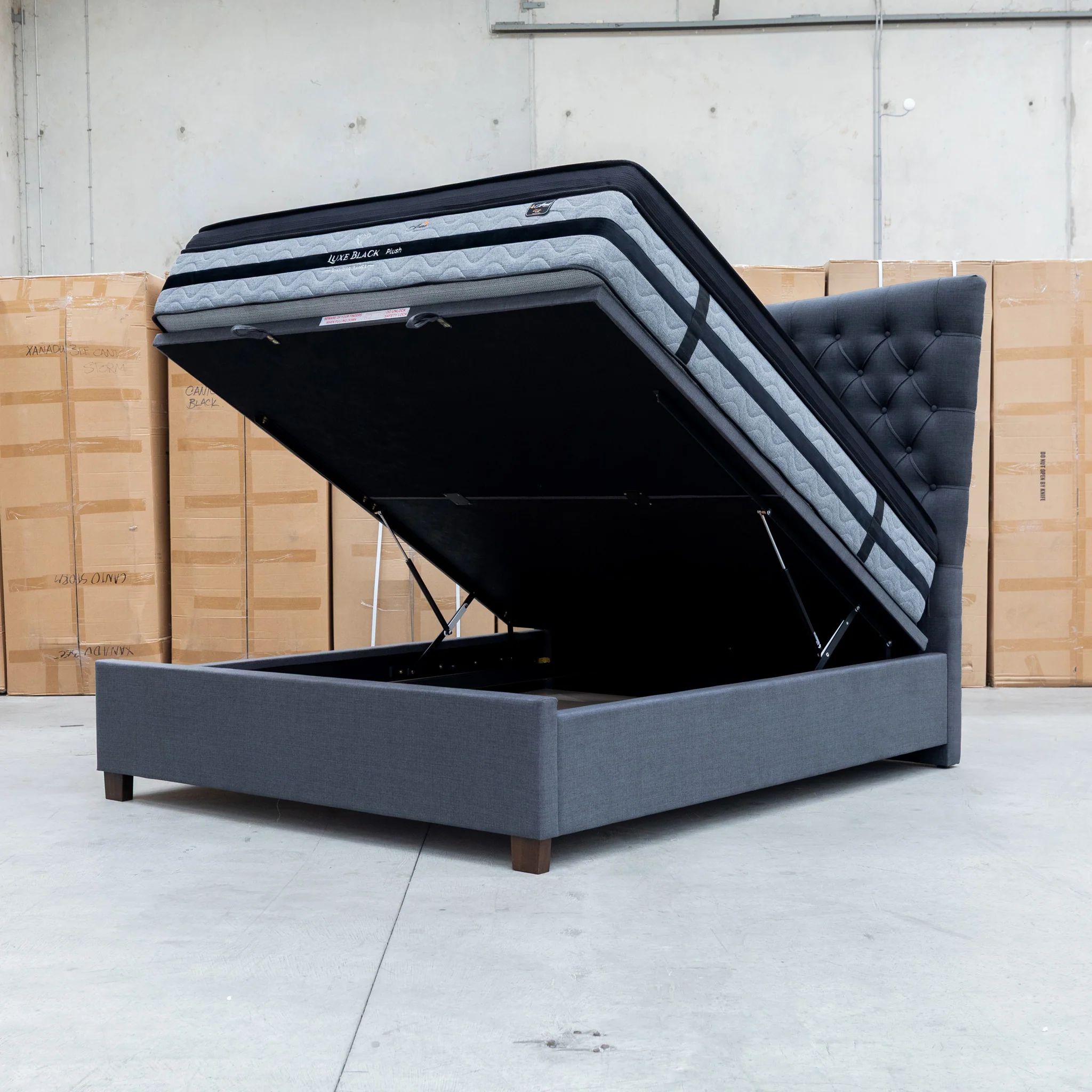 Sloane Queen Fabric Gas Lift Bed - Charcoal - Image 10