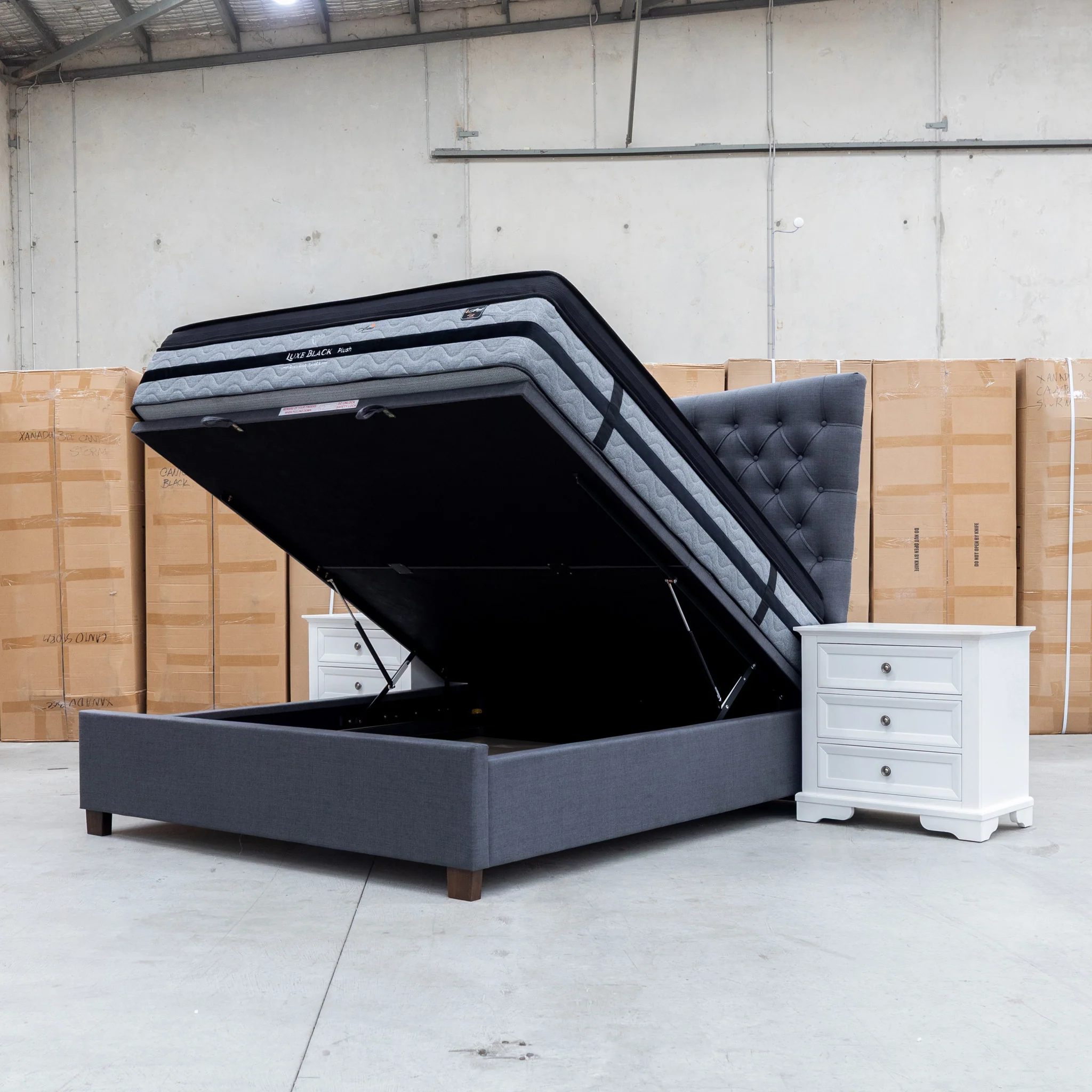 Sloane Queen Fabric Gas Lift Bed - Charcoal - Image 11