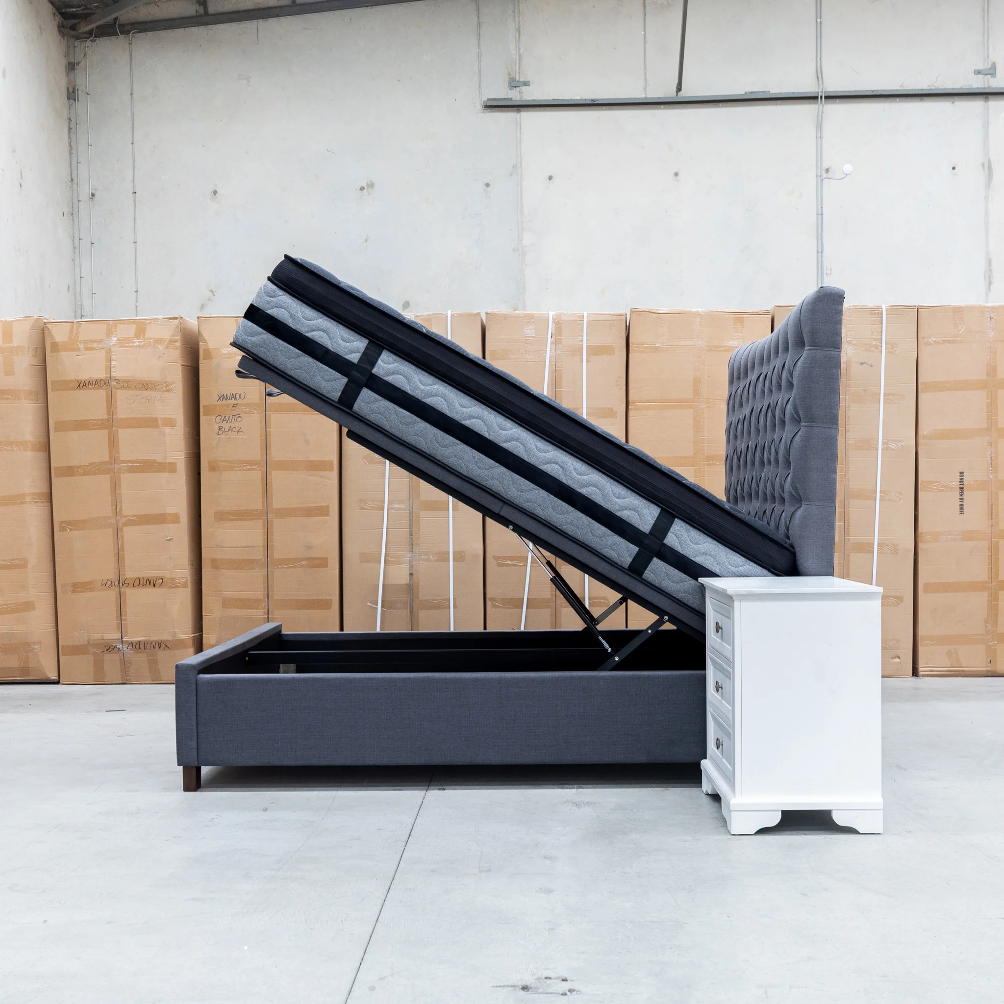 Sloane Queen Fabric Gas Lift Bed - Charcoal - Image 14