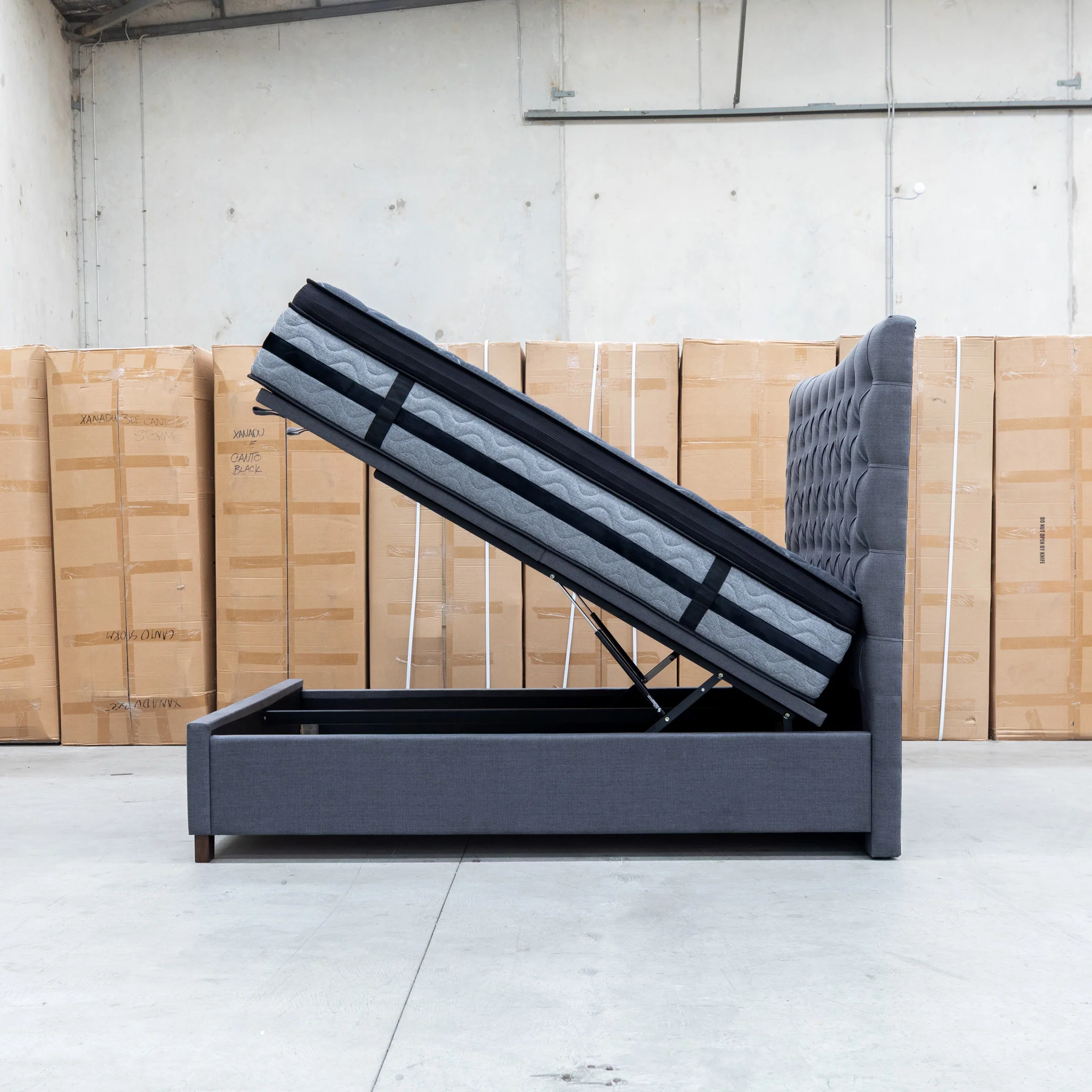 Sloane Queen Fabric Gas Lift Bed - Charcoal - Image 15