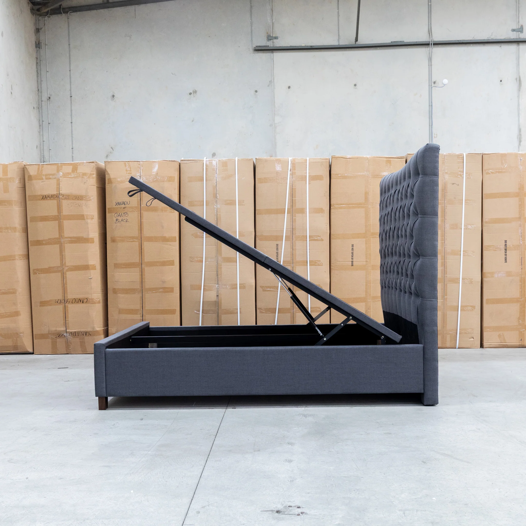 Sloane Queen Fabric Gas Lift Bed - Charcoal - Image 18