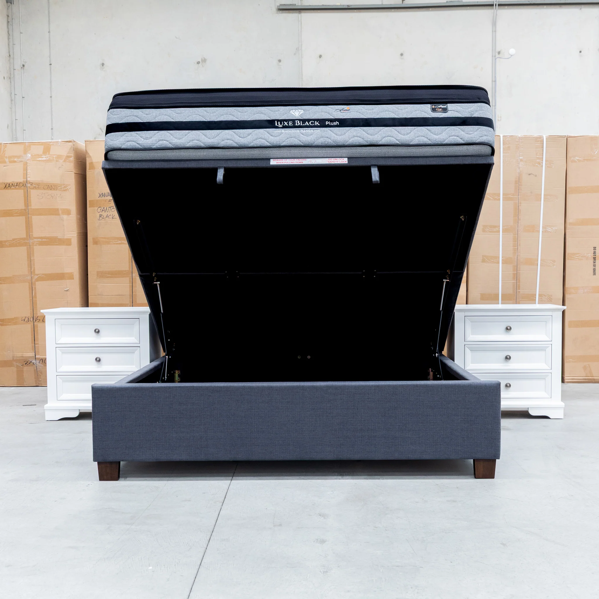 Sloane Queen Fabric Gas Lift Bed - Charcoal - Image 6