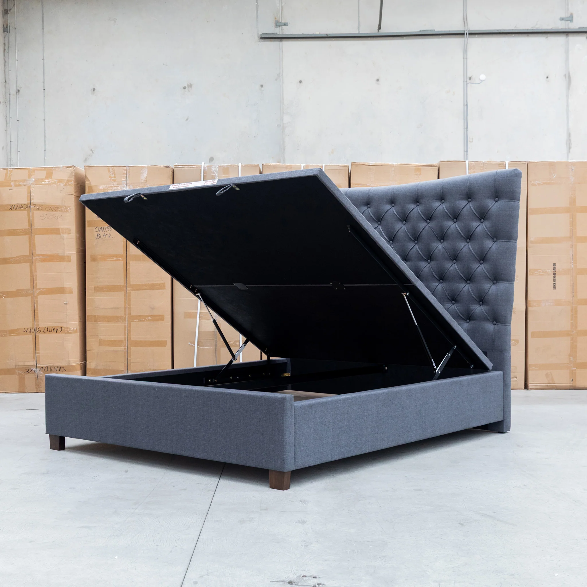 Sloane Queen Fabric Gas Lift Bed - Charcoal - Image 8