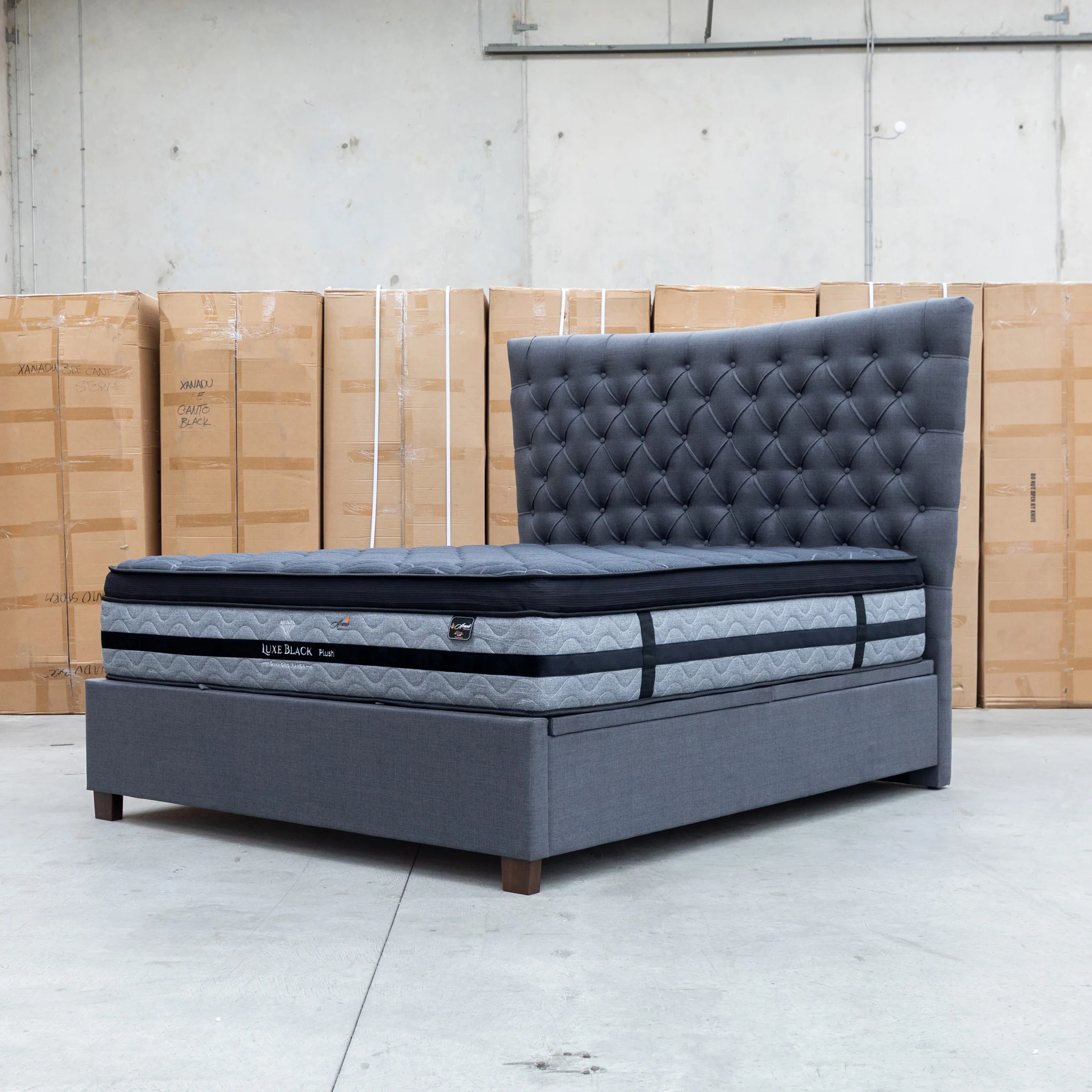 Sloane Queen Fabric Gas Lift Bed - Charcoal - Image 9