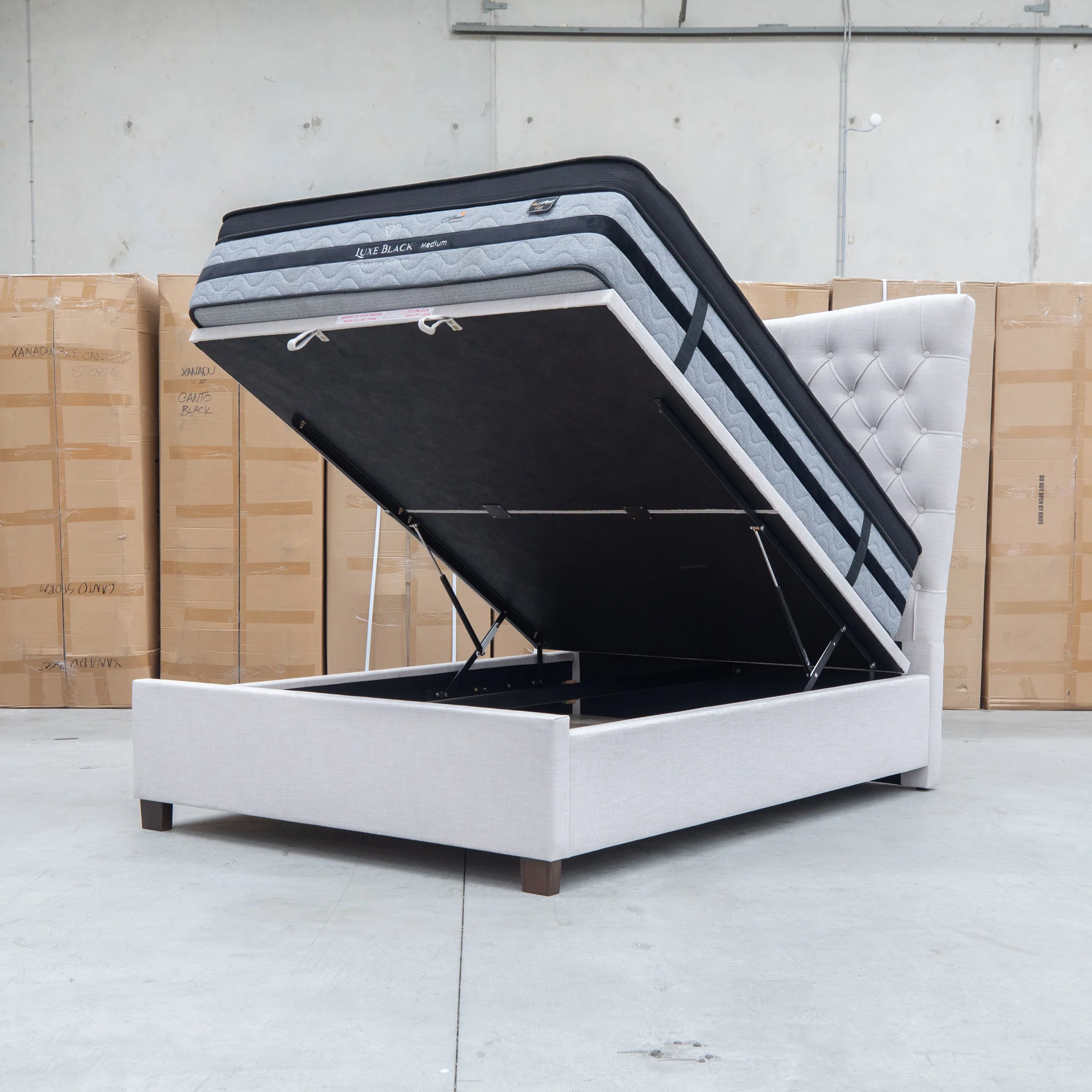 Sloane King Fabric Gas Lift Bed - Oat - Image 10