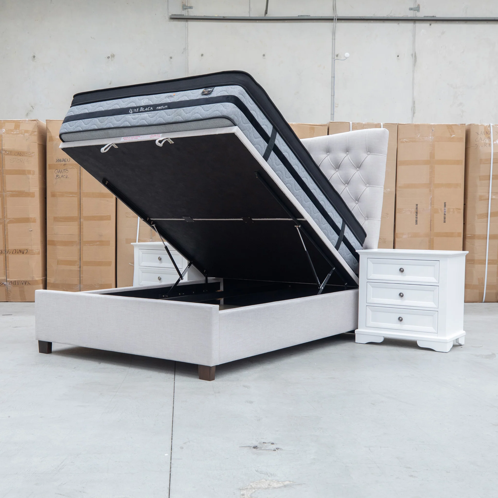 Sloane King Fabric Gas Lift Bed - Oat - Image 11