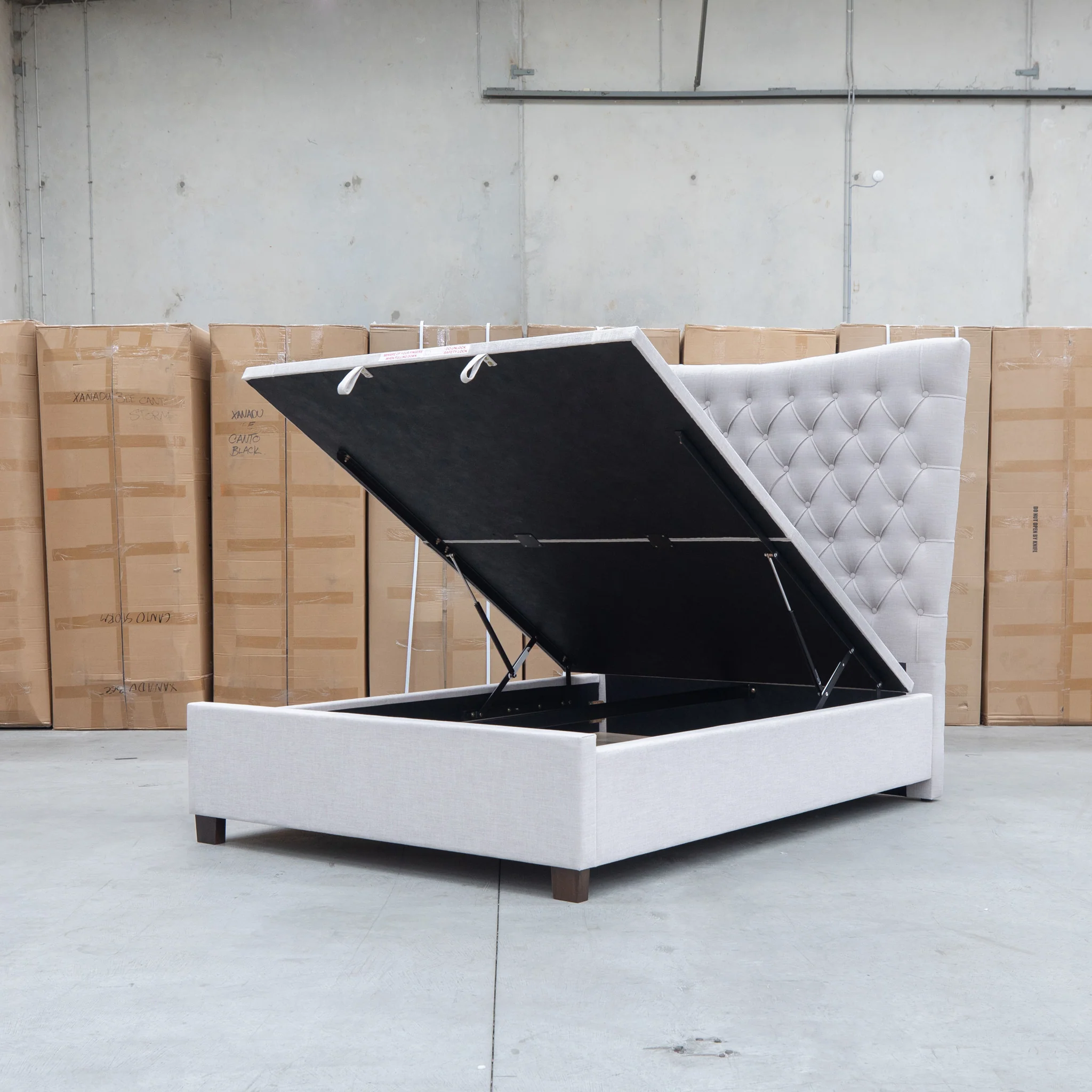 Sloane King Fabric Gas Lift Bed - Oat - Image 14