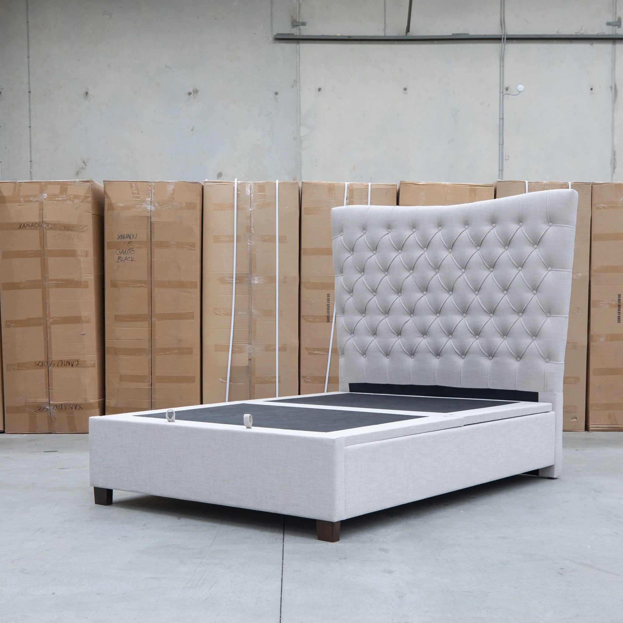 Sloane King Fabric Gas Lift Bed - Oat - Image 15