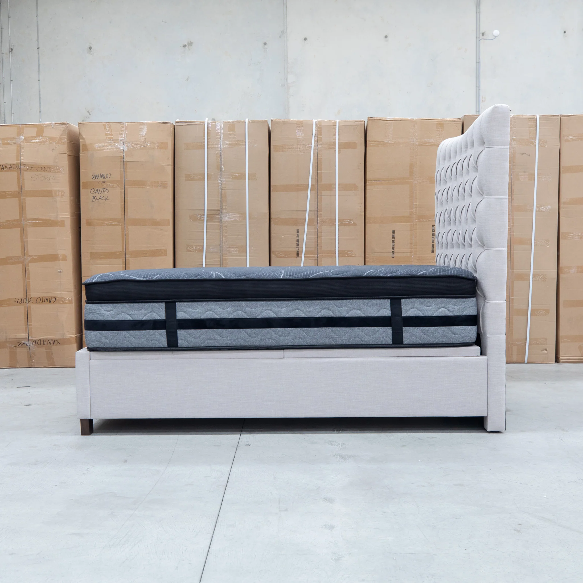 Sloane King Fabric Gas Lift Bed - Oat - Image 18