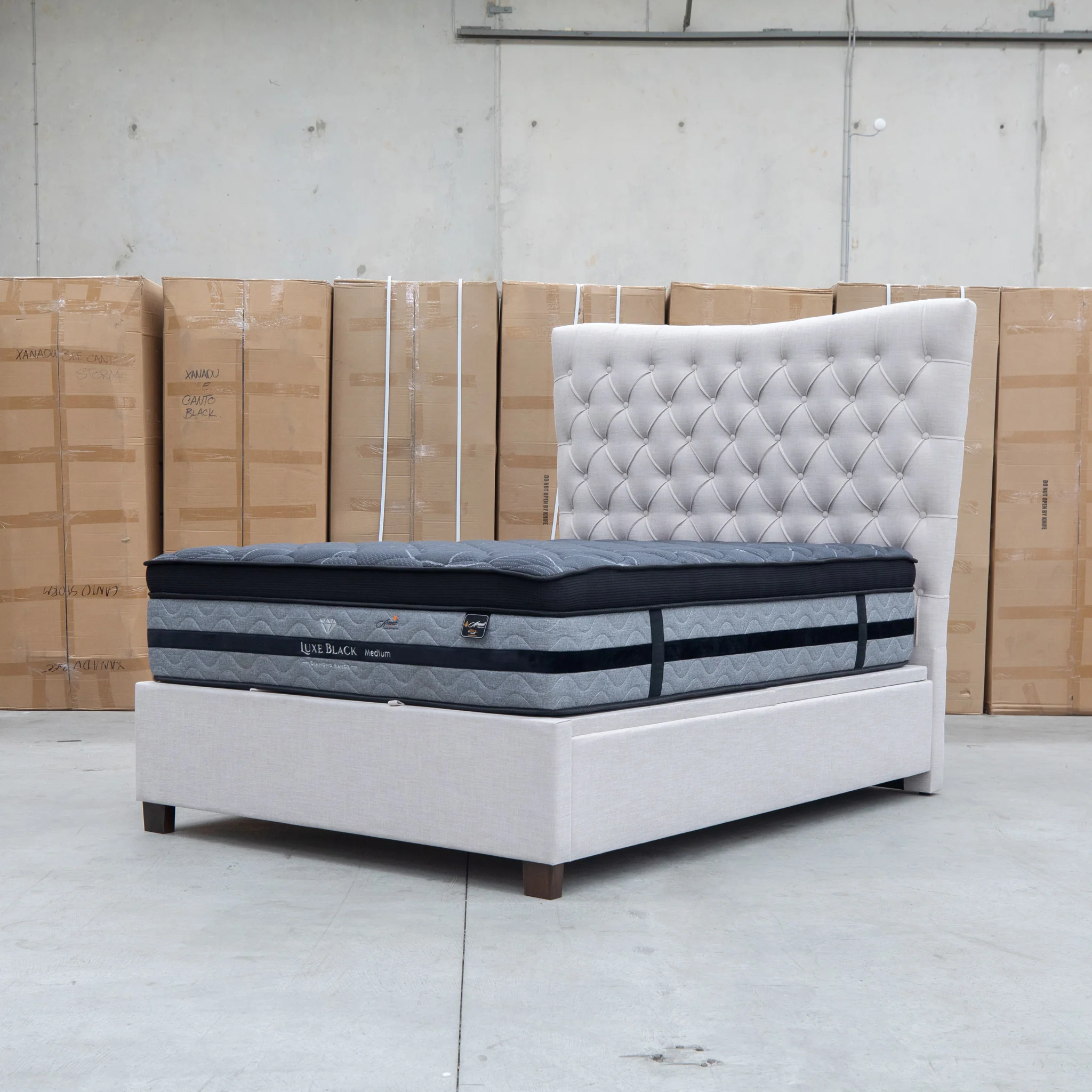 Sloane King Fabric Gas Lift Bed - Oat - Image 9