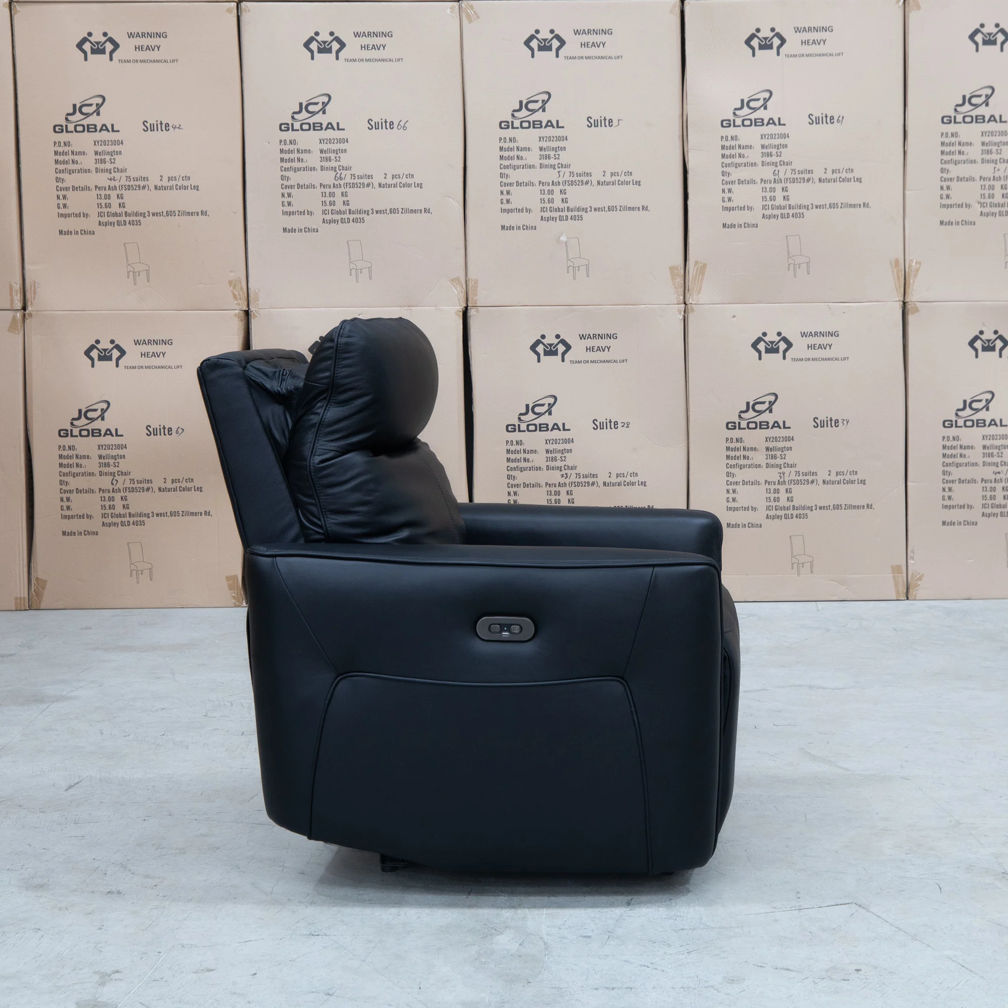 Stanford Dual-Motor Recliner - Black Leather - Image 11