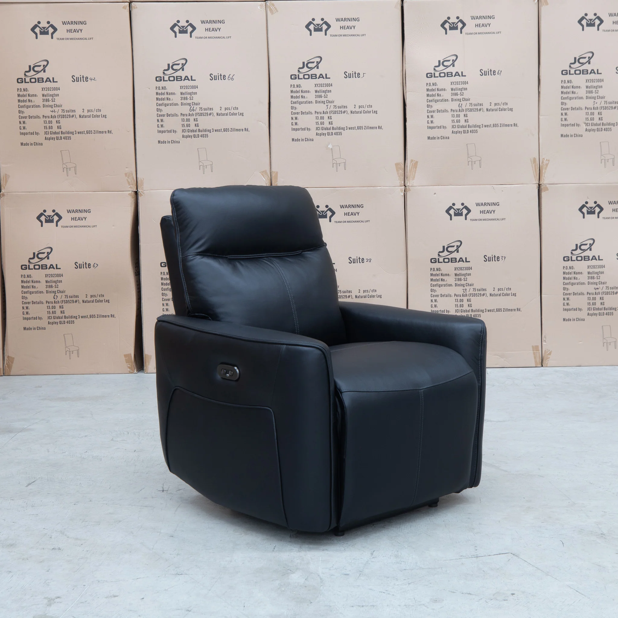 Stanford Dual-Motor Recliner - Black Leather - Image 7