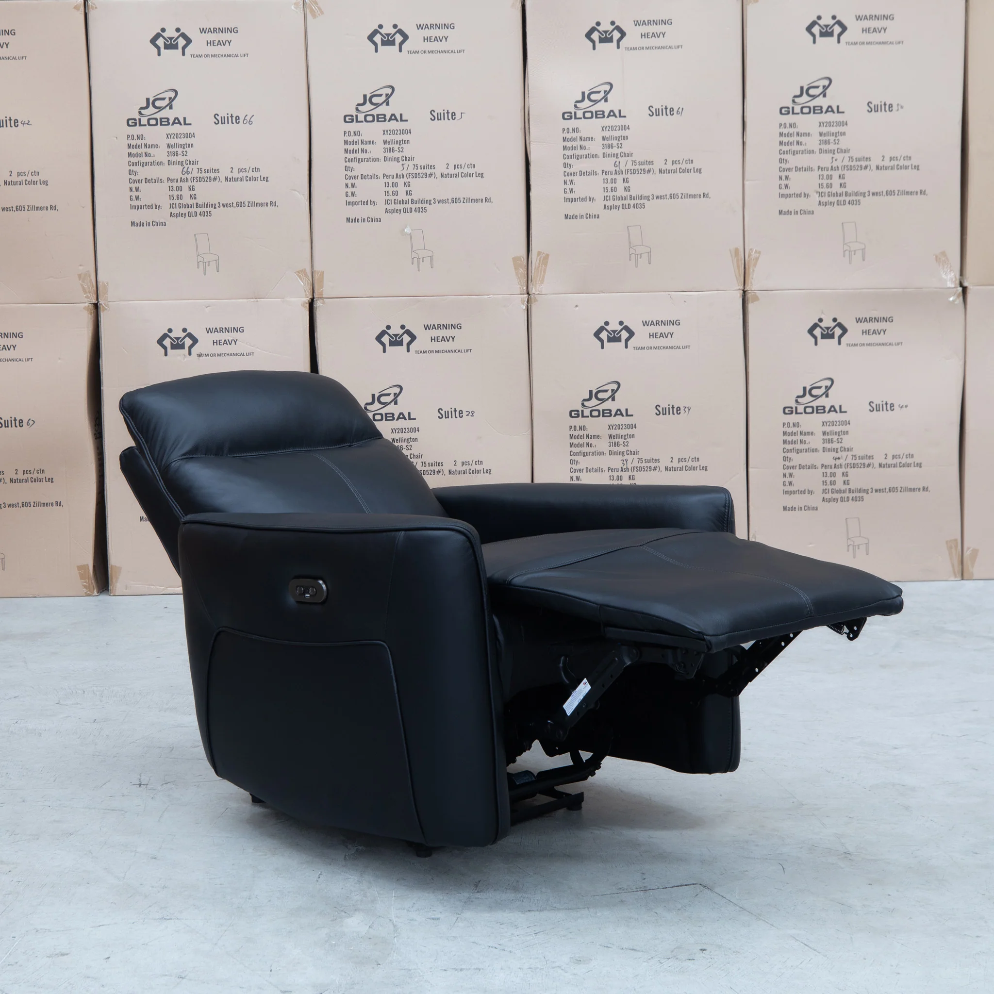 Stanford Dual-Motor Recliner - Black Leather - Image 9