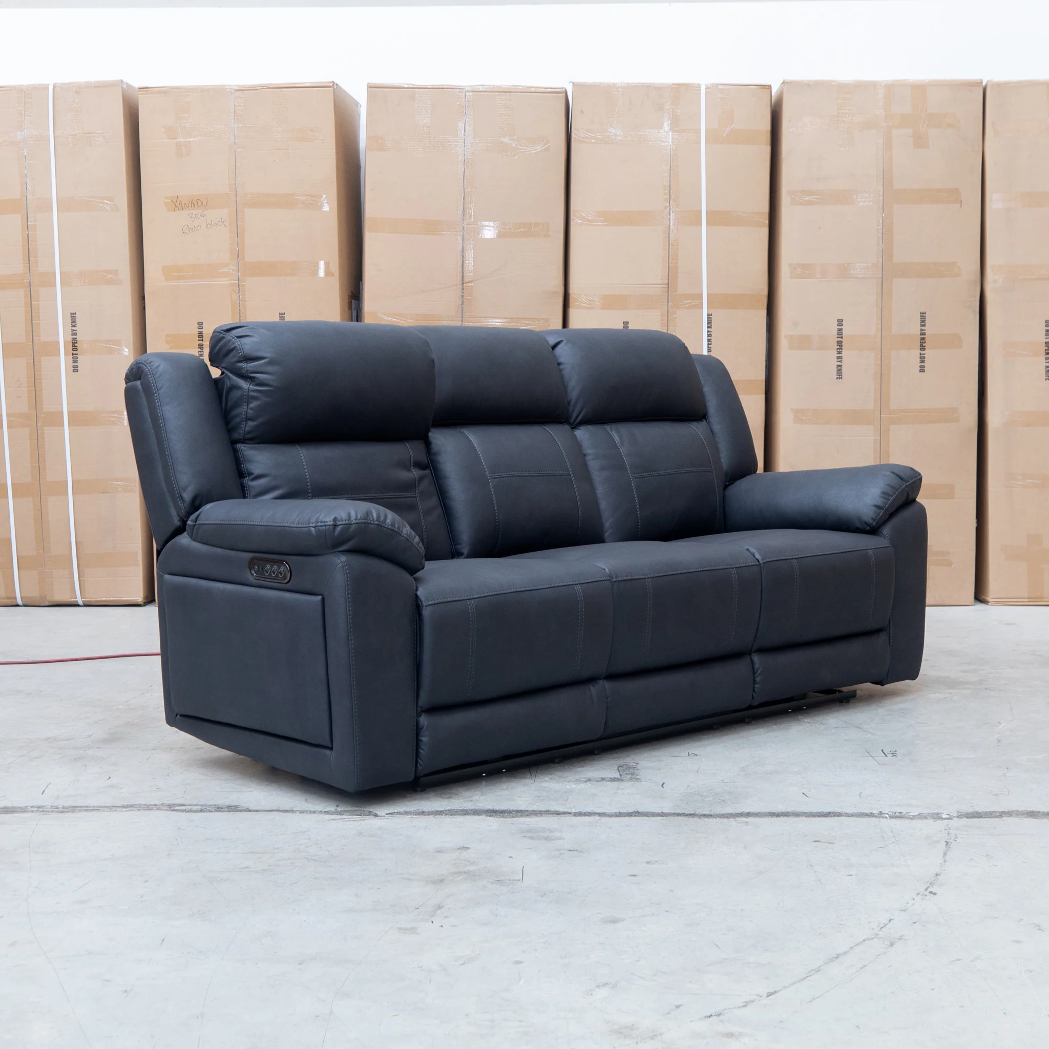 Venus Three Seat Triple-Motor Electric Recliner Lounge - Coal - Image 11