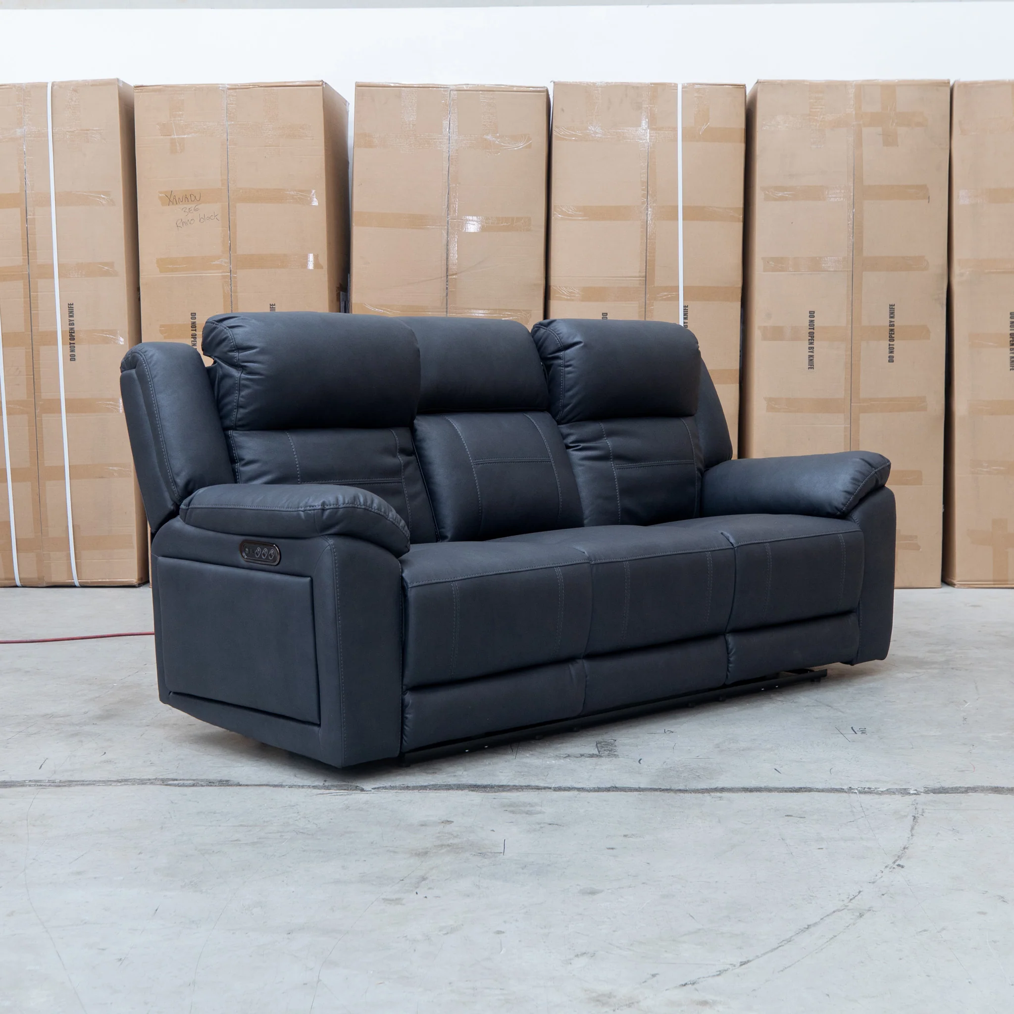 Venus Three Seat Triple-Motor Electric Recliner Lounge - Coal - Image 12