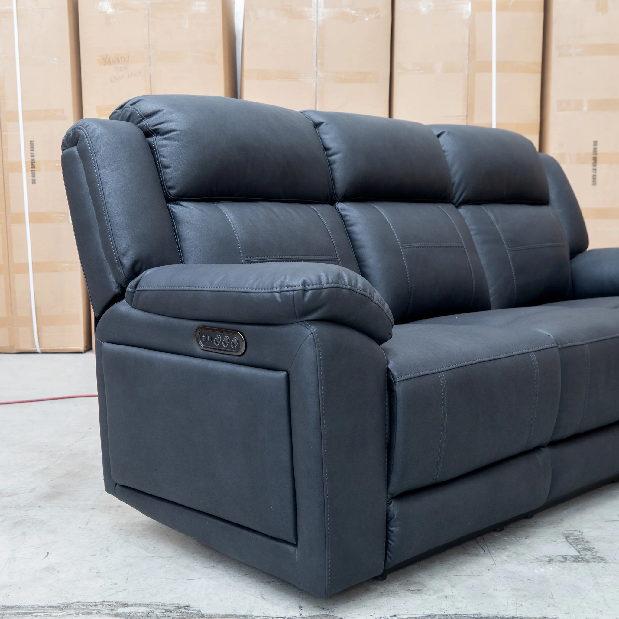 Venus Three Seat Triple-Motor Electric Recliner Lounge - Coal - Image 15