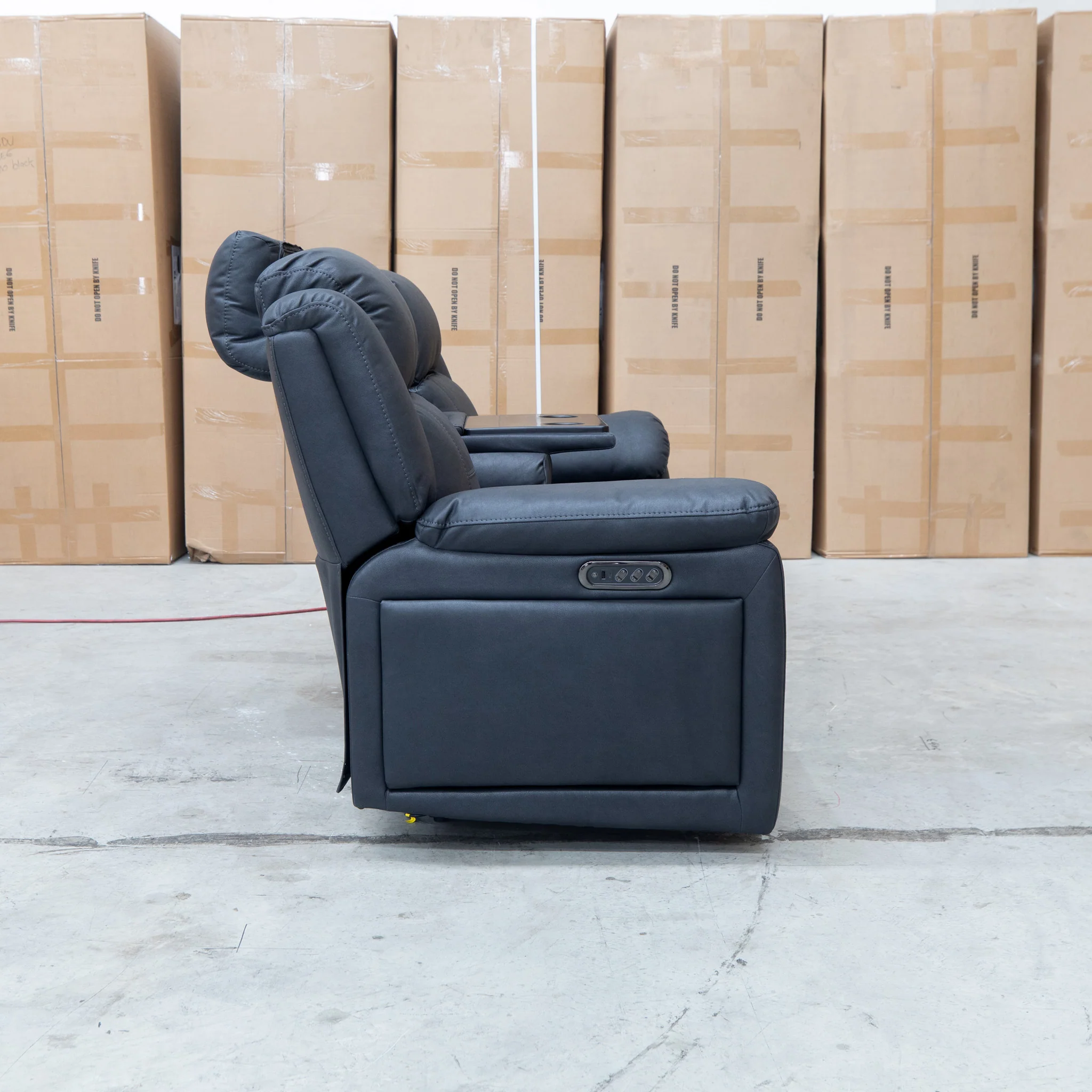 Venus Three Seat Triple-Motor Electric Recliner Lounge - Coal - Image 20