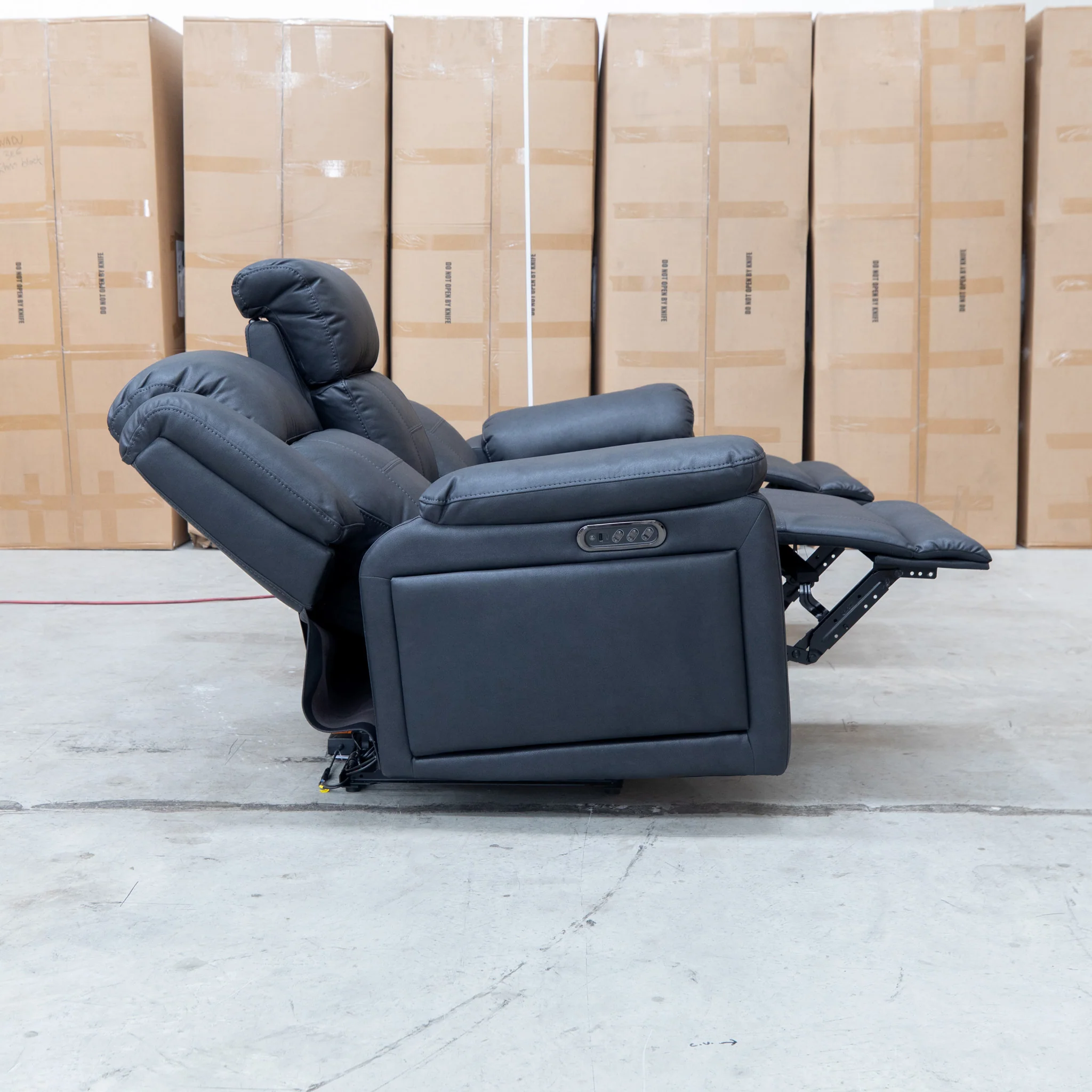 Venus Three Seat Triple-Motor Electric Recliner Lounge - Coal - Image 23