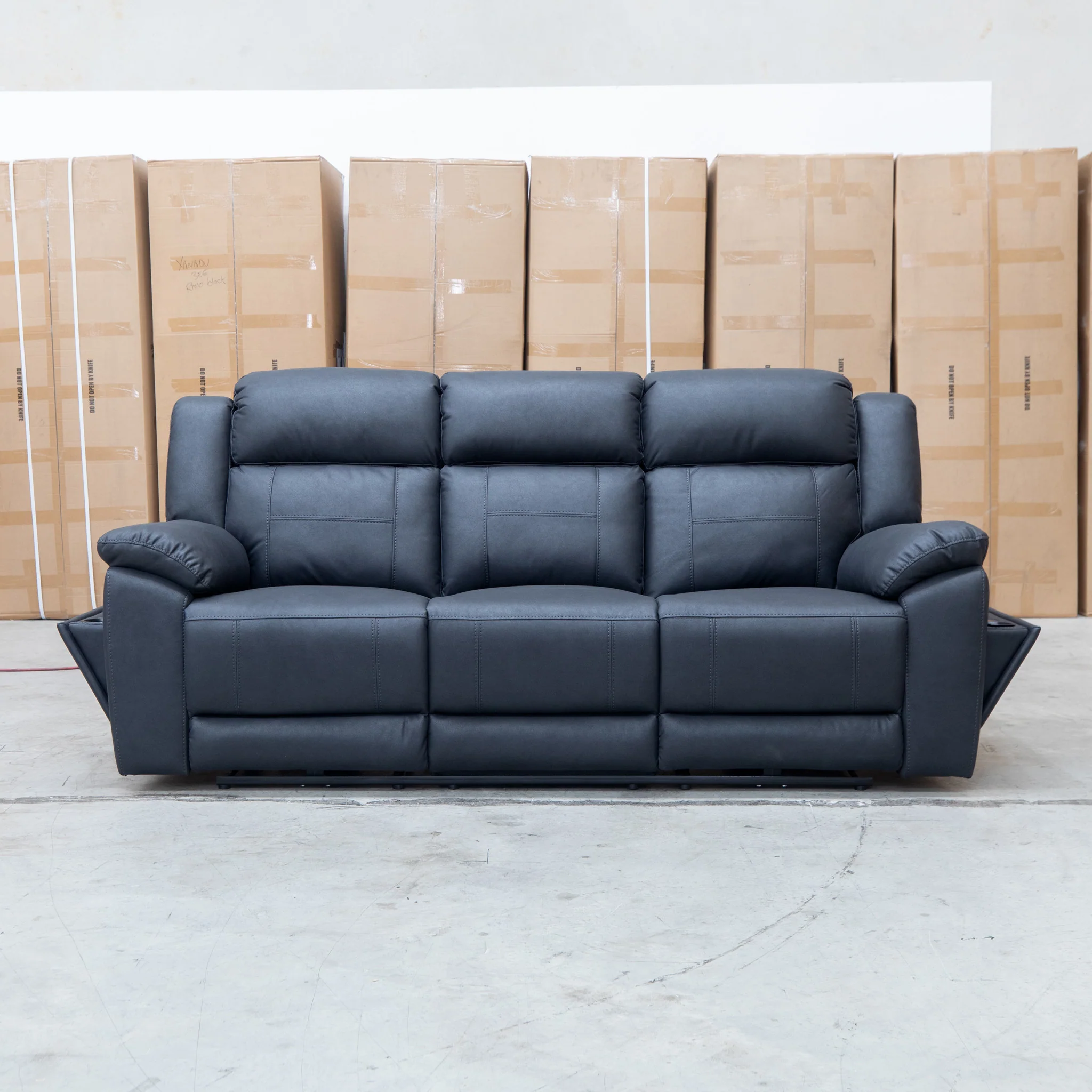 Venus Three Seat Triple-Motor Electric Recliner Lounge - Coal - Image 4